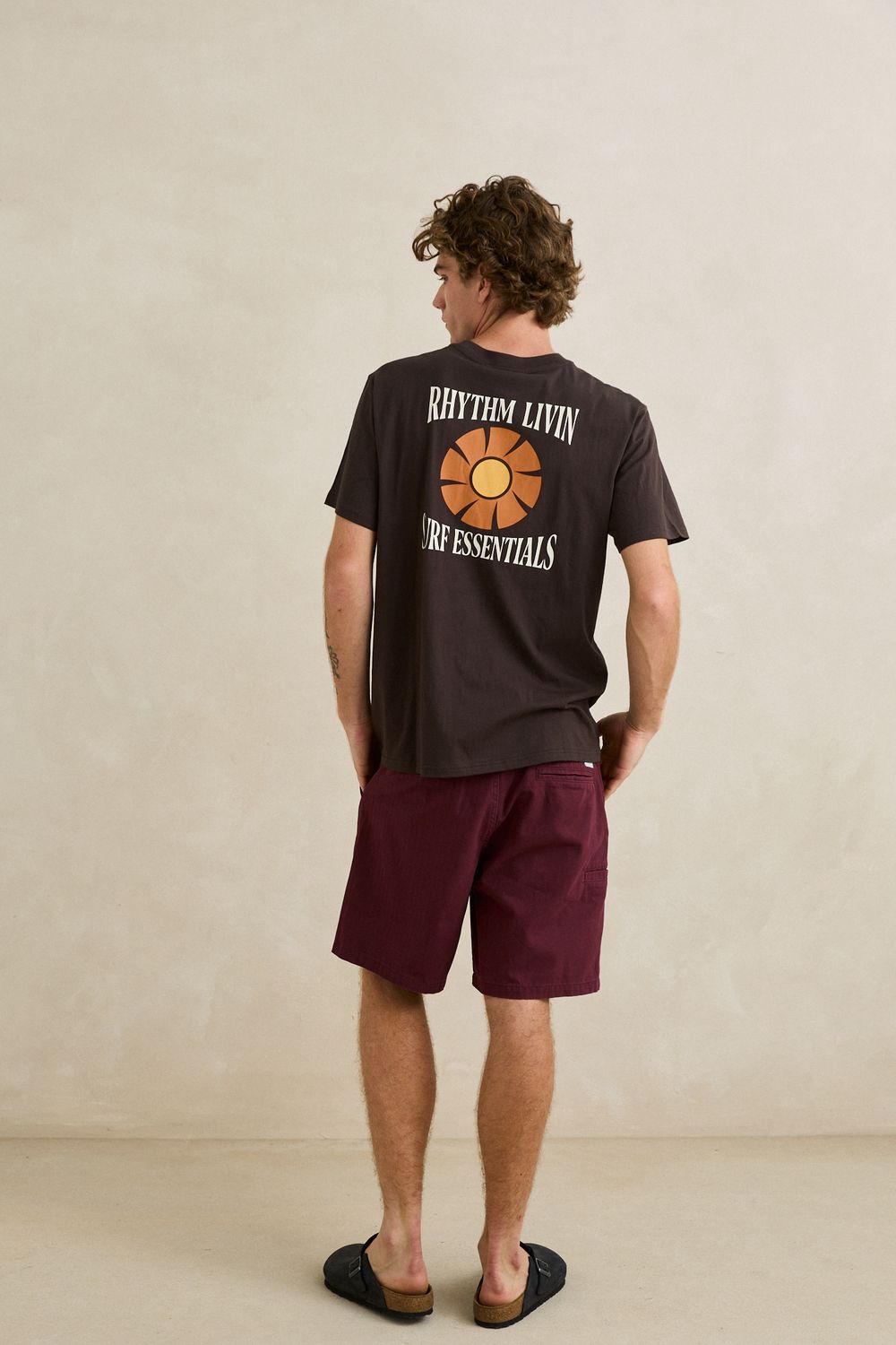RHYTHM MENS SURF ESSENTIALS SS T-SHIRT - VINTAGE BLACK
