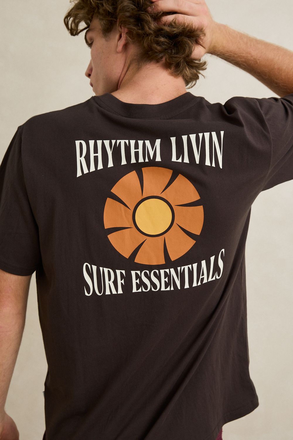 RHYTHM MENS SURF ESSENTIALS SS T-SHIRT - VINTAGE BLACK