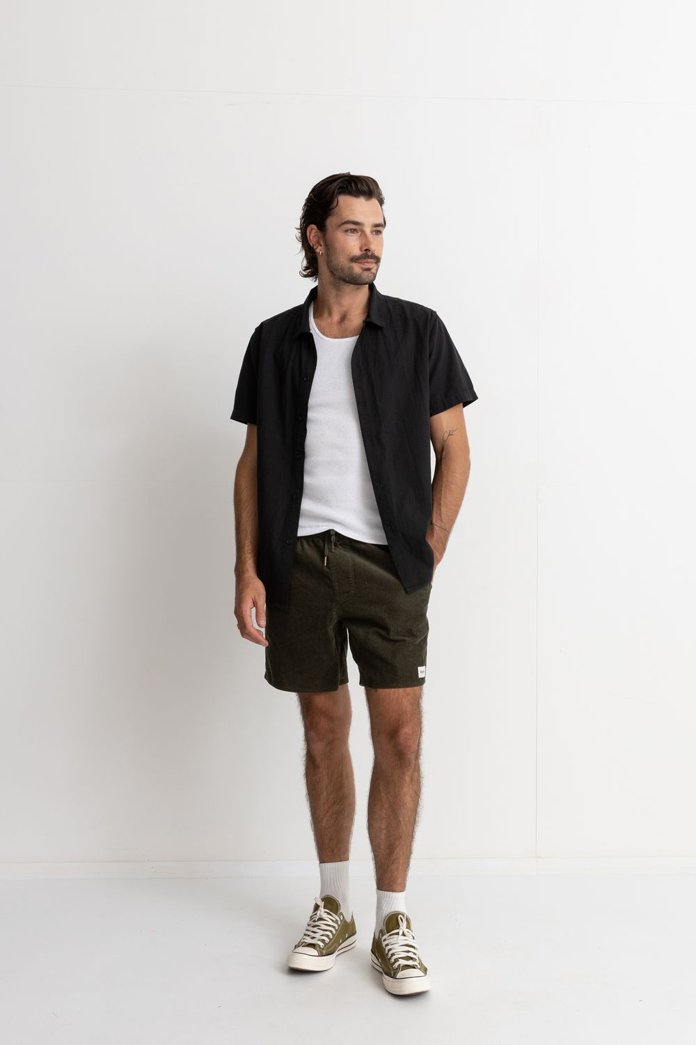 RHYTHM MENS CLASSIC CORD JAM - OLIVE