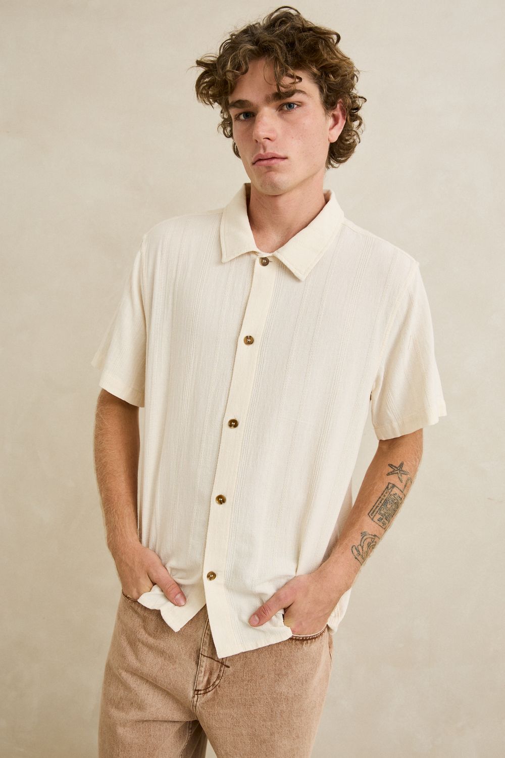 RHYTHM MENS SUNDOWN SS SHIRT - NATURAL