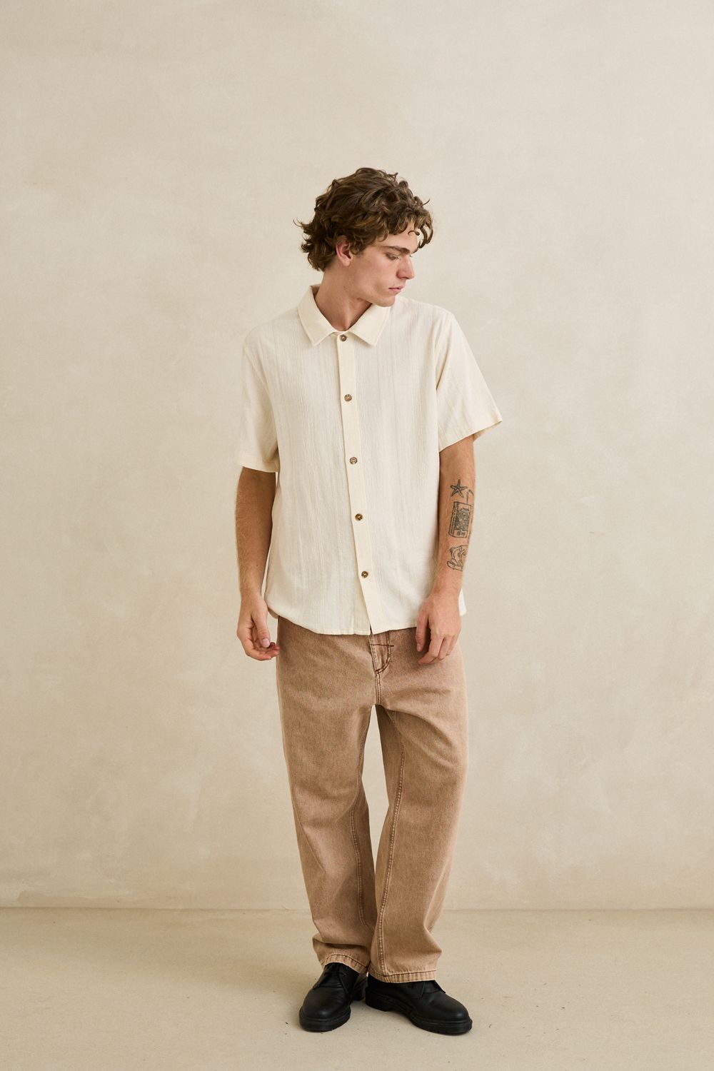 RHYTHM MENS SUNDOWN SS SHIRT - NATURAL