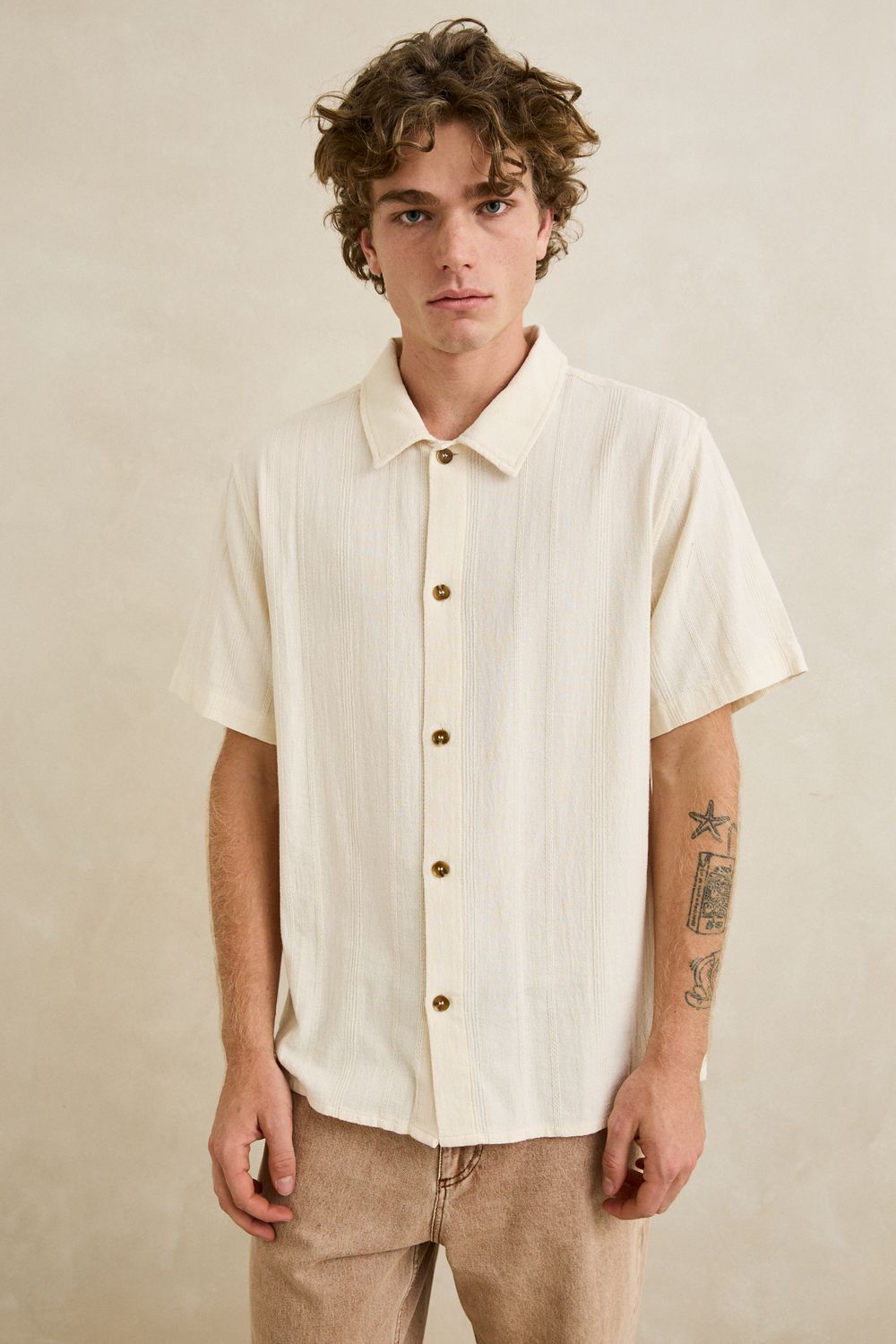 RHYTHM MENS SUNDOWN SS SHIRT - NATURAL