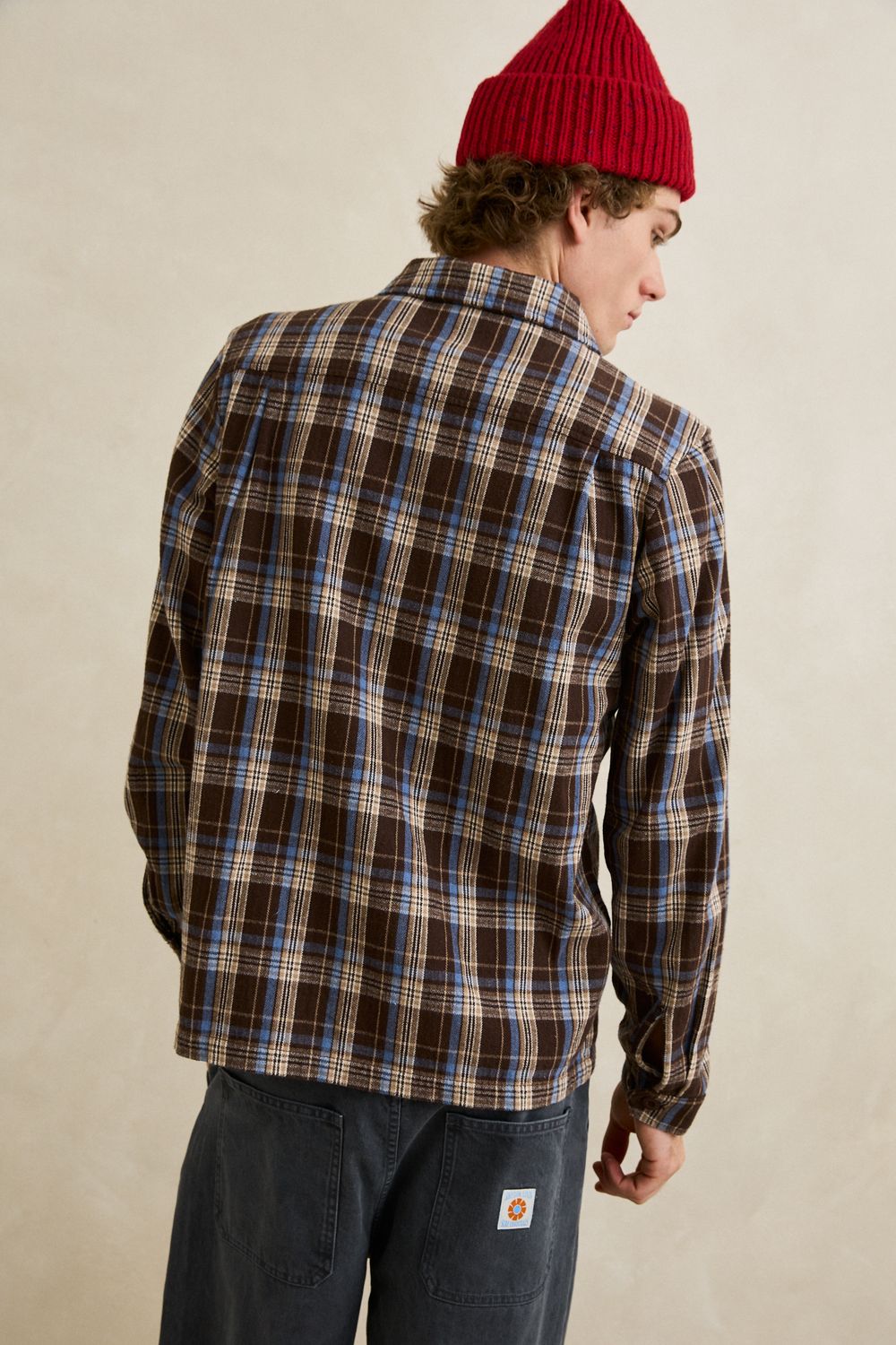 RHYTHM MENS ALEX CHECK LS SHIRT - CHESTNUT