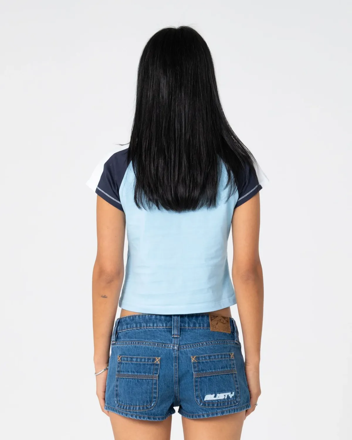 RUSTY WOMENS BRADLEY MINI CAP SLEEVE TEE - RETRO BLUE