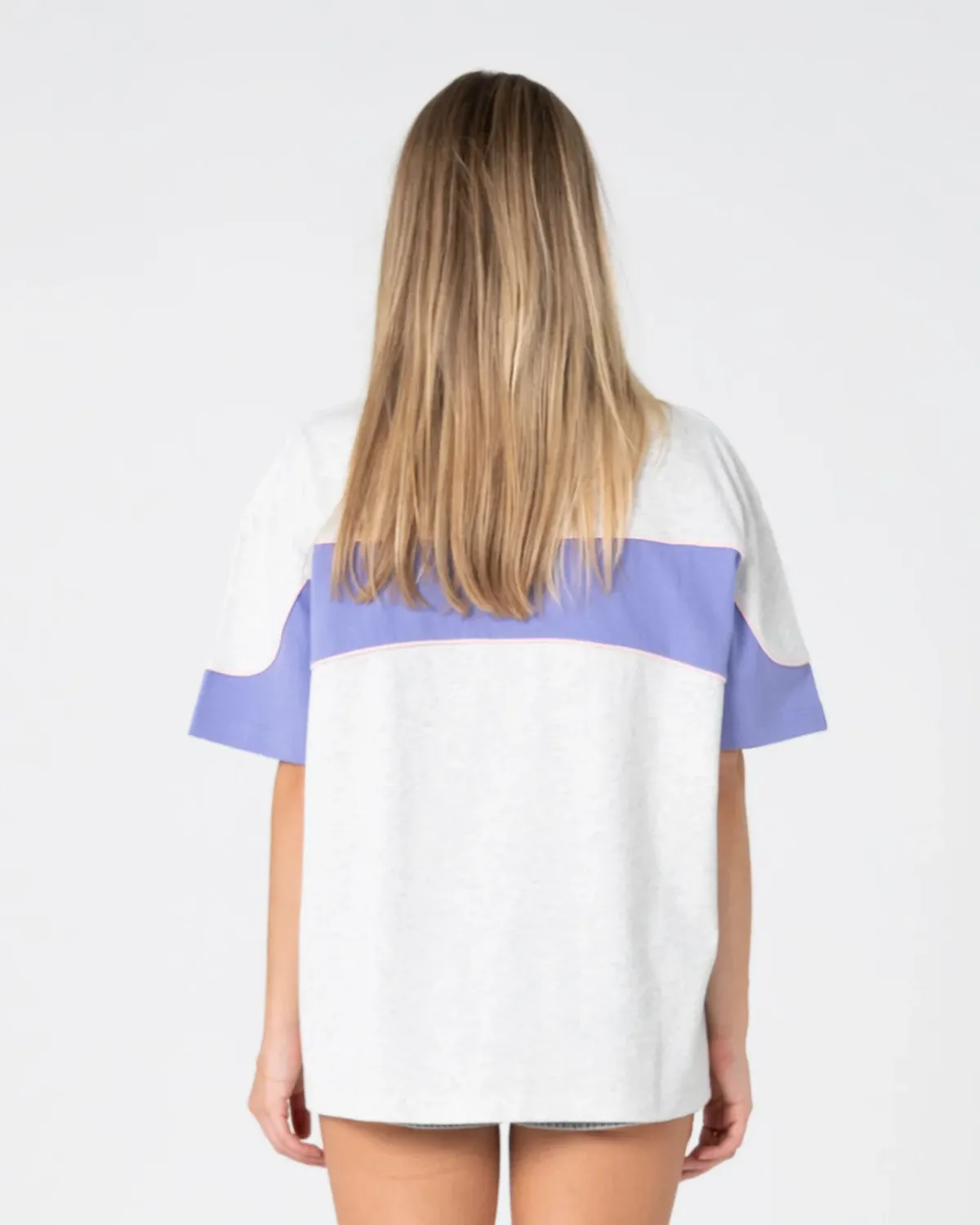 RUSTY WOMENS KINETIC OVERSIZE TEE - GREY MARLE / MULBERRY PURPLE