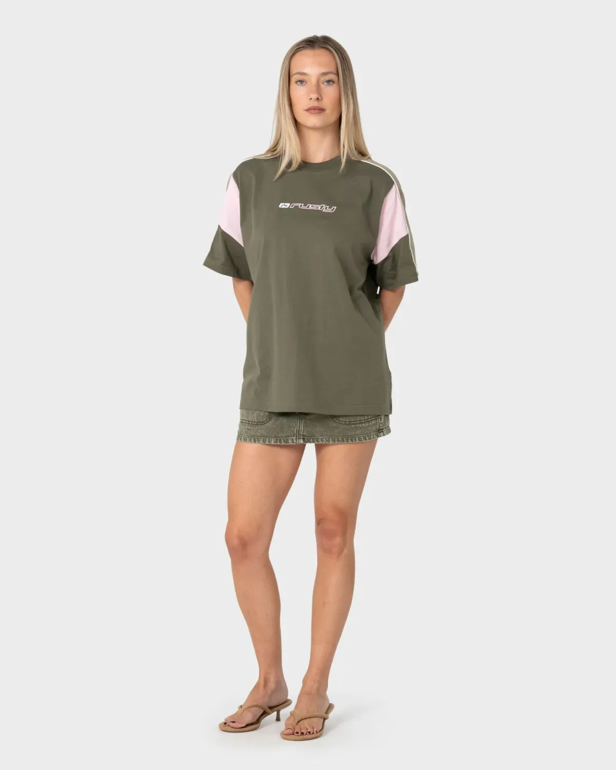 RUSTY WOMENS NEW BREAK 220 OVERSIZE TEE - SAVANNA