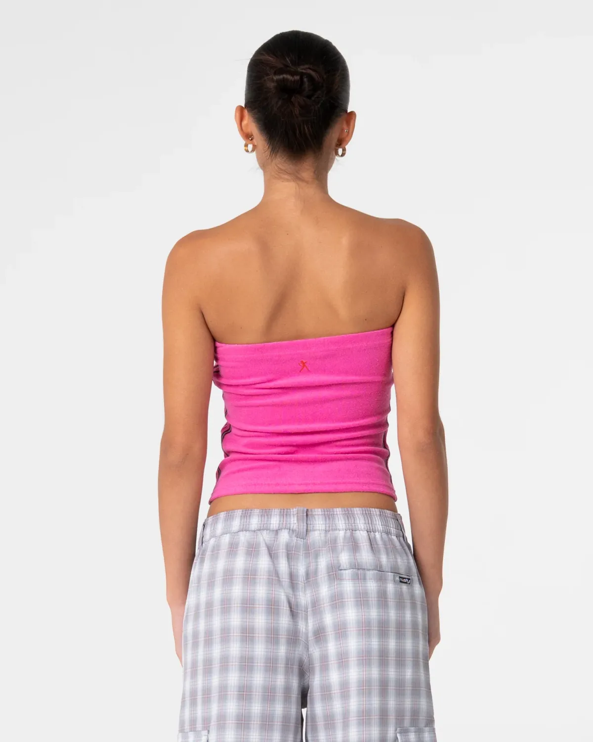RUSTY WOMENS LAMAR TOWELLING SKIMMER TUBE TOP - FUCHSIA PINK