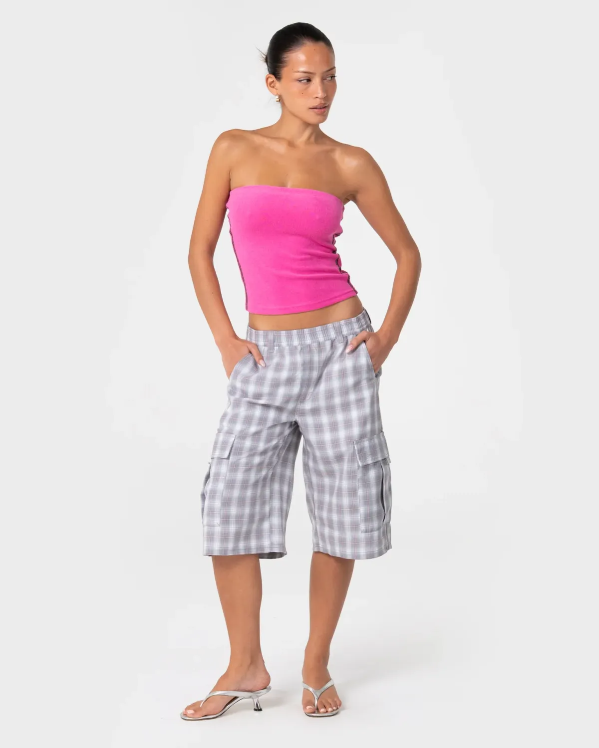 RUSTY WOMENS LAMAR TOWELLING SKIMMER TUBE TOP - FUCHSIA PINK