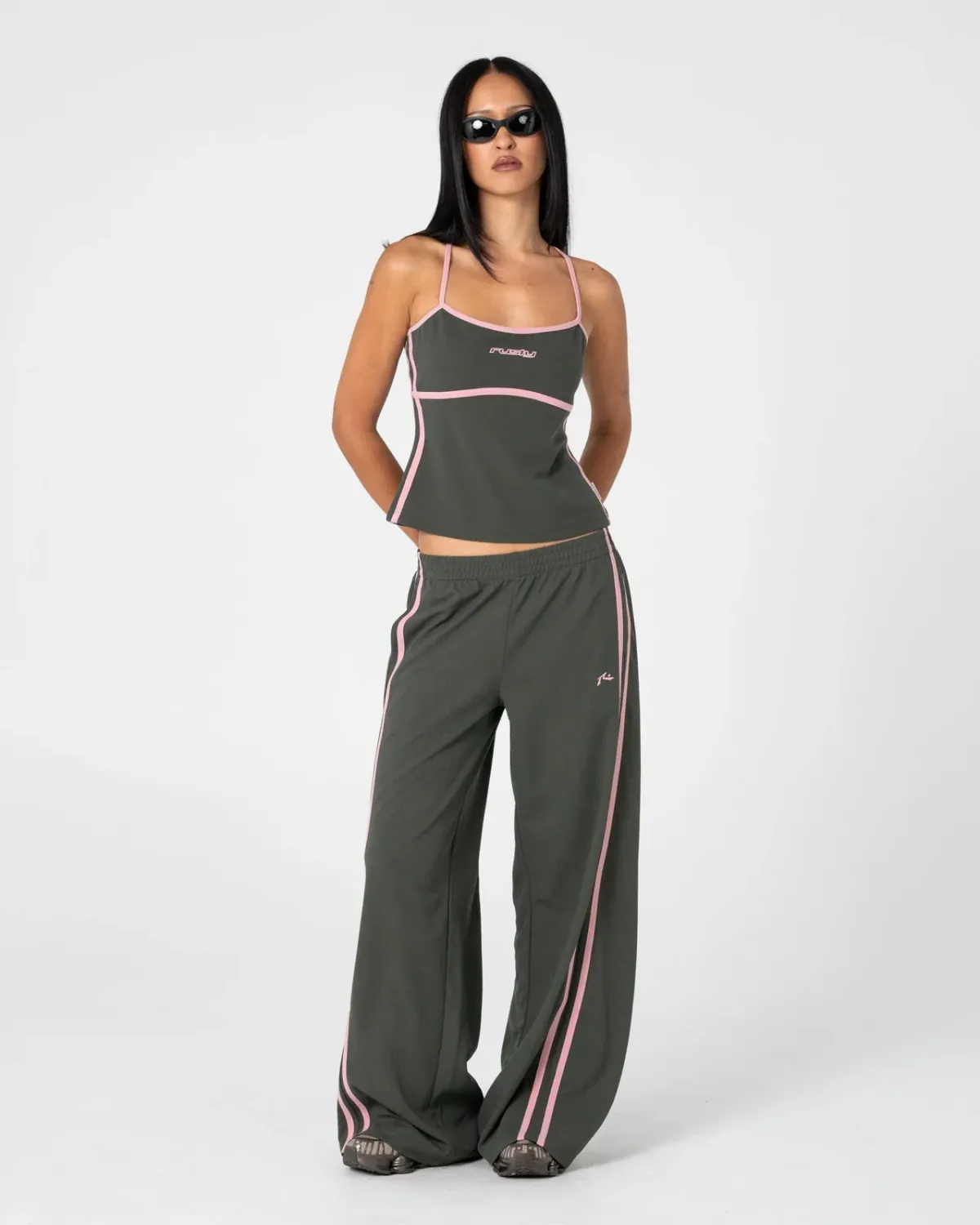 RUSTY WOMENS SISTER BRONSON LOW RISE WIDE LEG PANT - SAVANNA / PINK A BOO