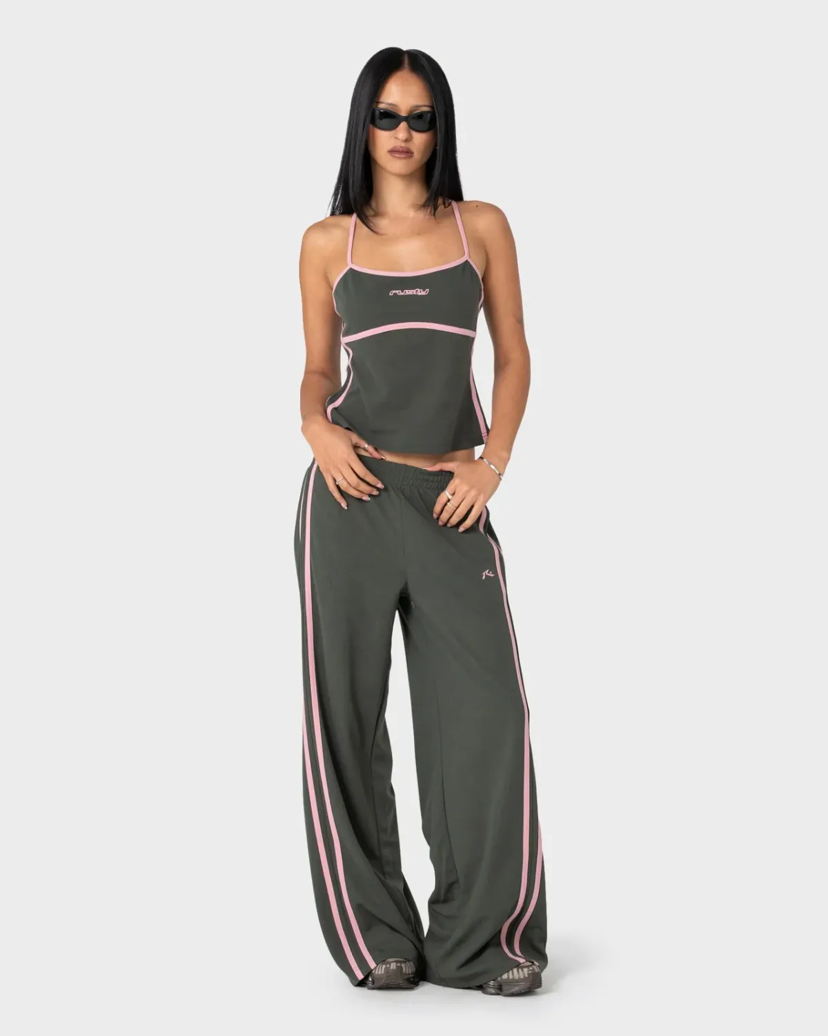 RUSTY WOMENS SISTER BRONSON LOW RISE WIDE LEG PANT - SAVANNA / PINK A BOO