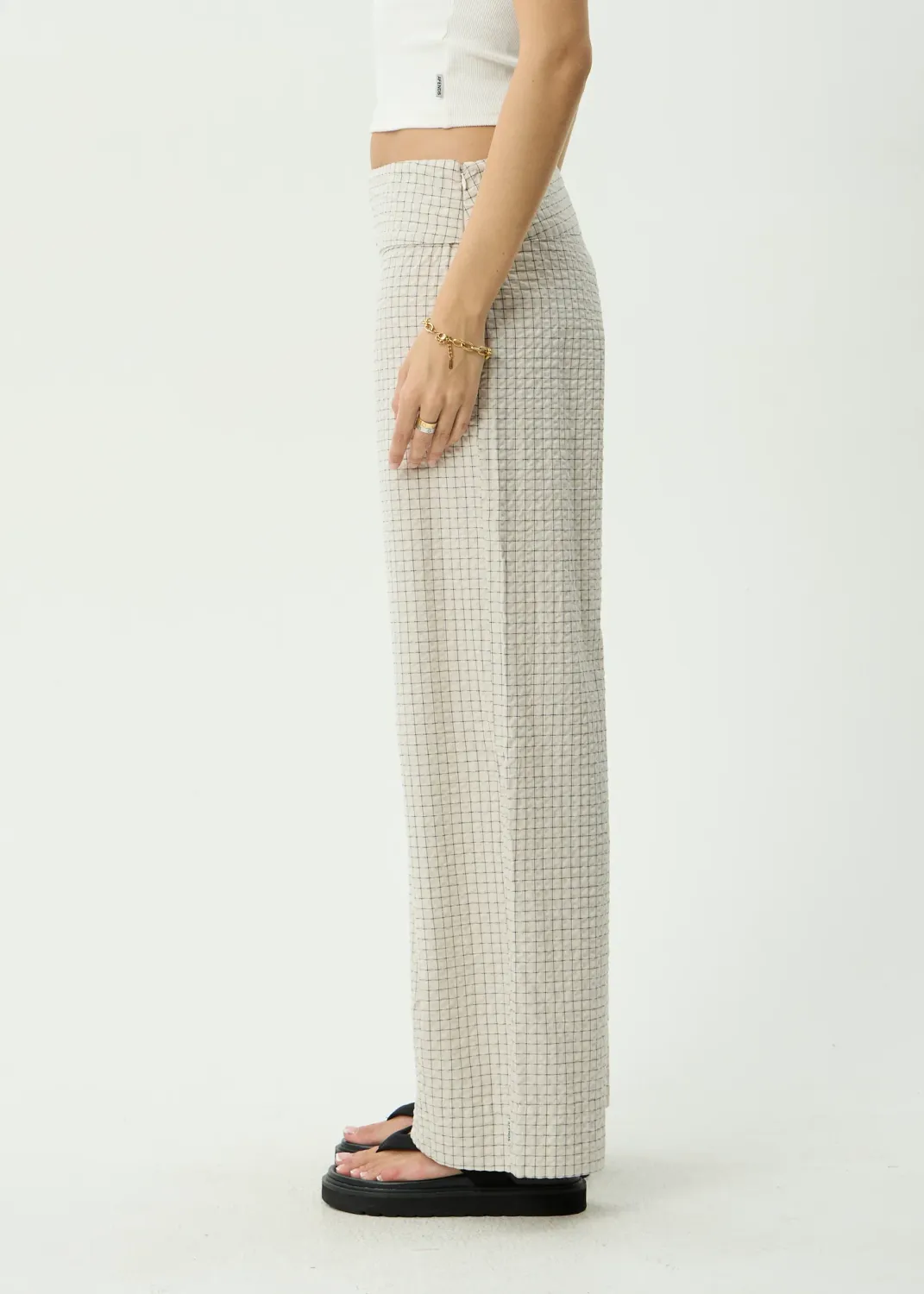 AFENDS WOMENS SOFIA - WIDE LEG PANT - REVERB MOONBEAM CHECK
