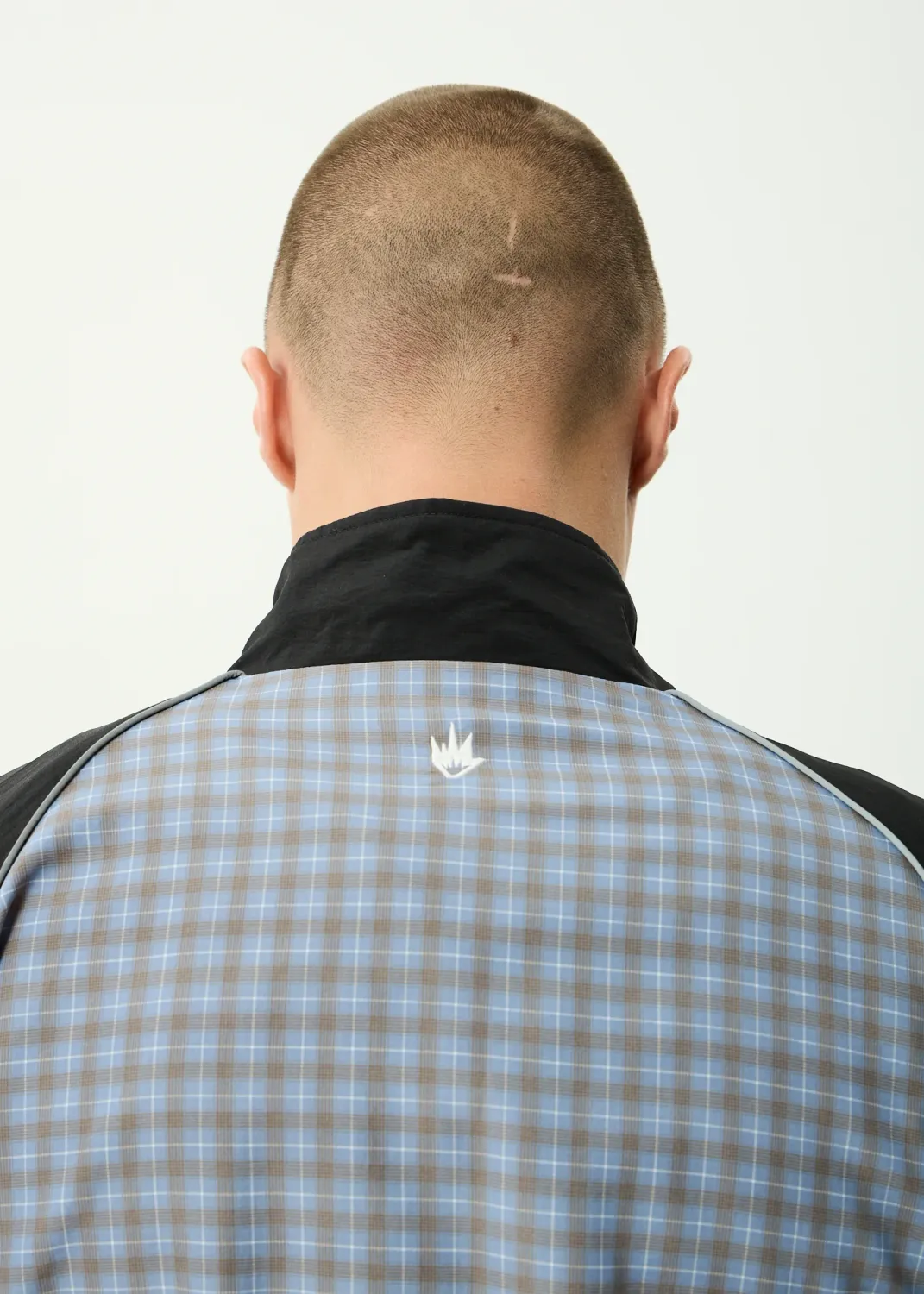 AFENDS MENS SPICY - SPORTS SPRAY JACKET - SLATE BLUE CHECK