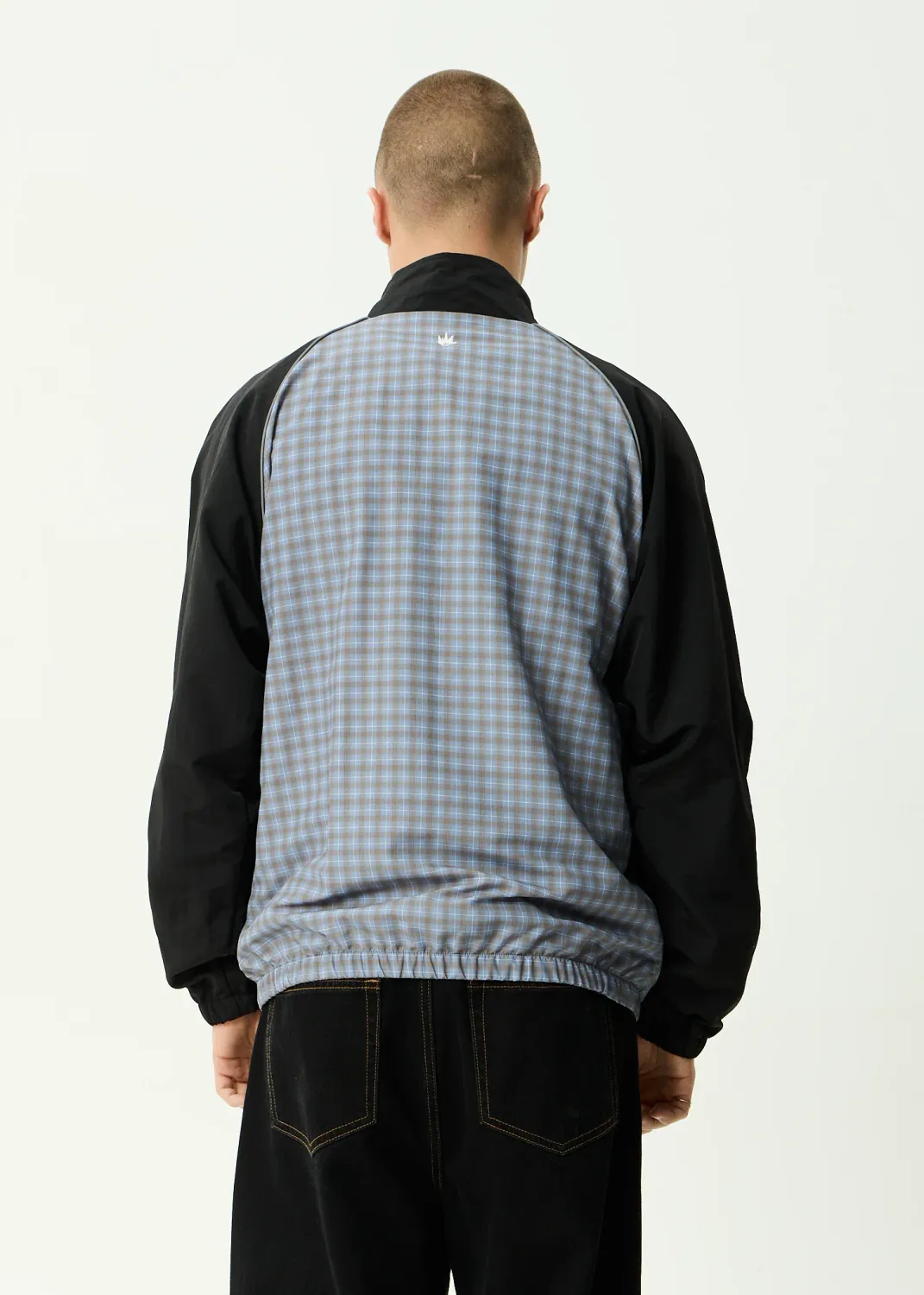 AFENDS MENS SPICY - SPORTS SPRAY JACKET - SLATE BLUE CHECK