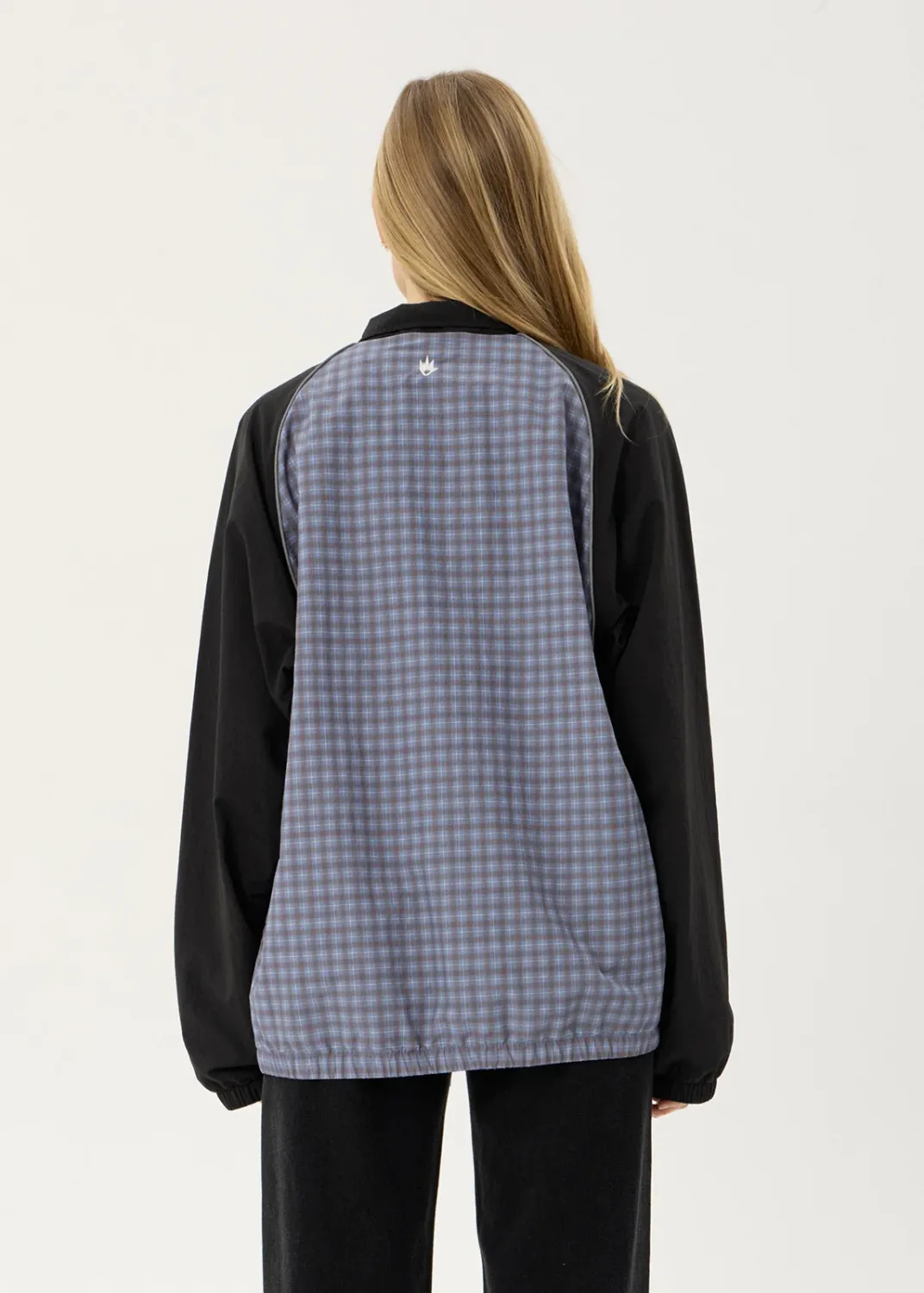 AFENDS MENS SPICY - SPORTS SPRAY JACKET - SLATE BLUE CHECK