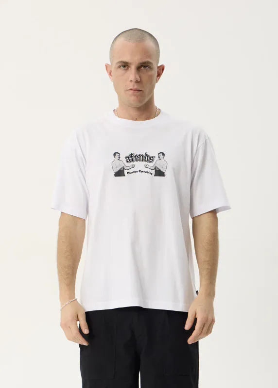 AFENDS MENS STICK EM UP - BOXY TEE - WHITE