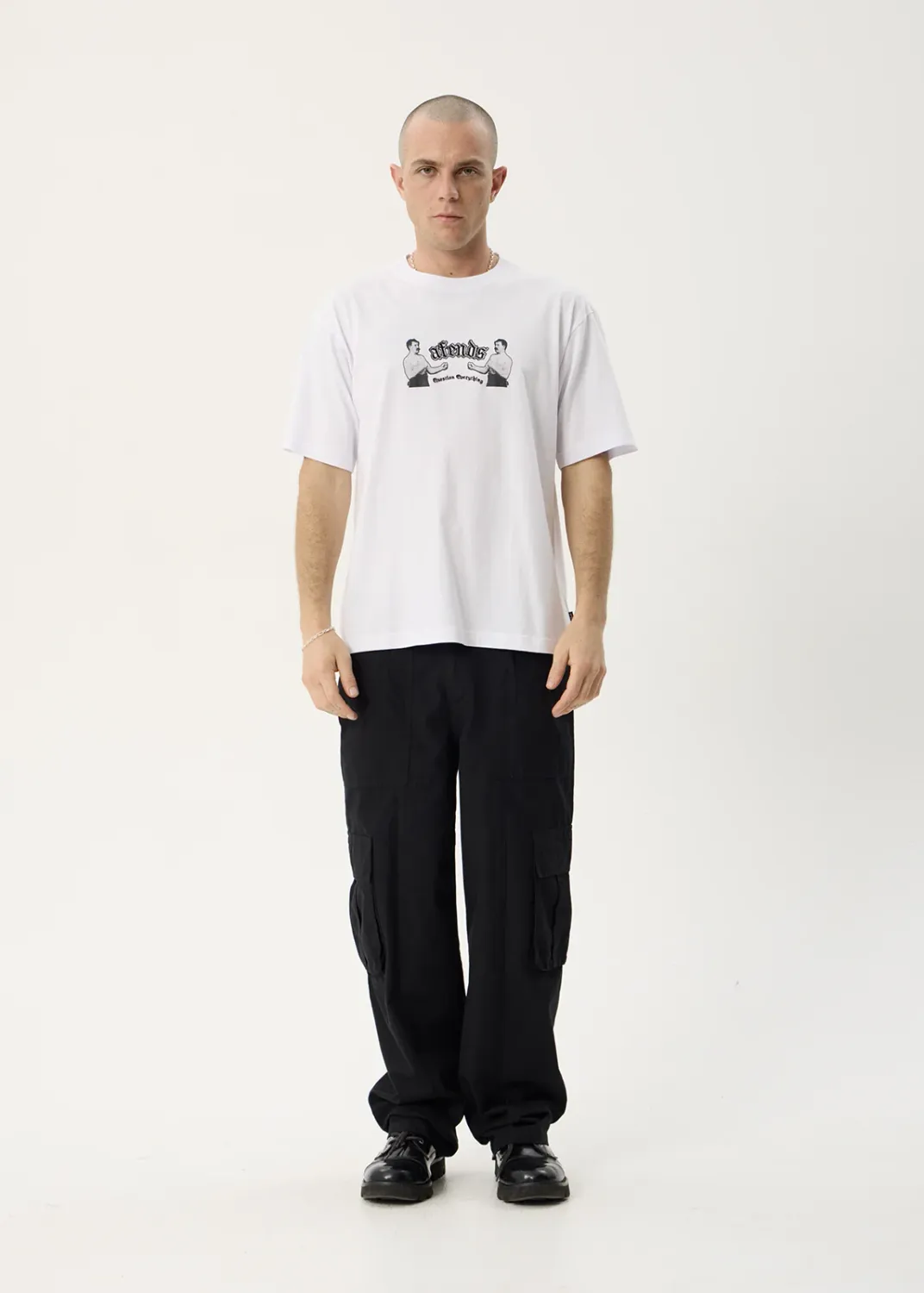 AFENDS MENS STICK EM UP - BOXY TEE - WHITE