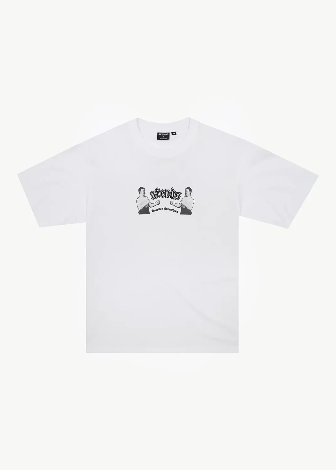AFENDS MENS STICK EM UP - BOXY TEE - WHITE