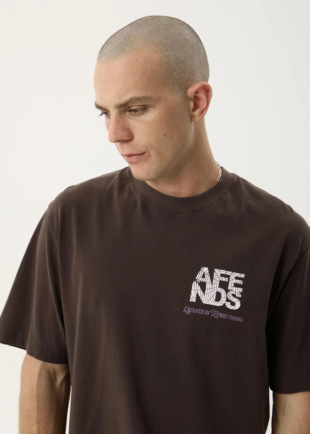 AFENDS MENS FUNNEL - RETRO TEE - WASHED COFFEE