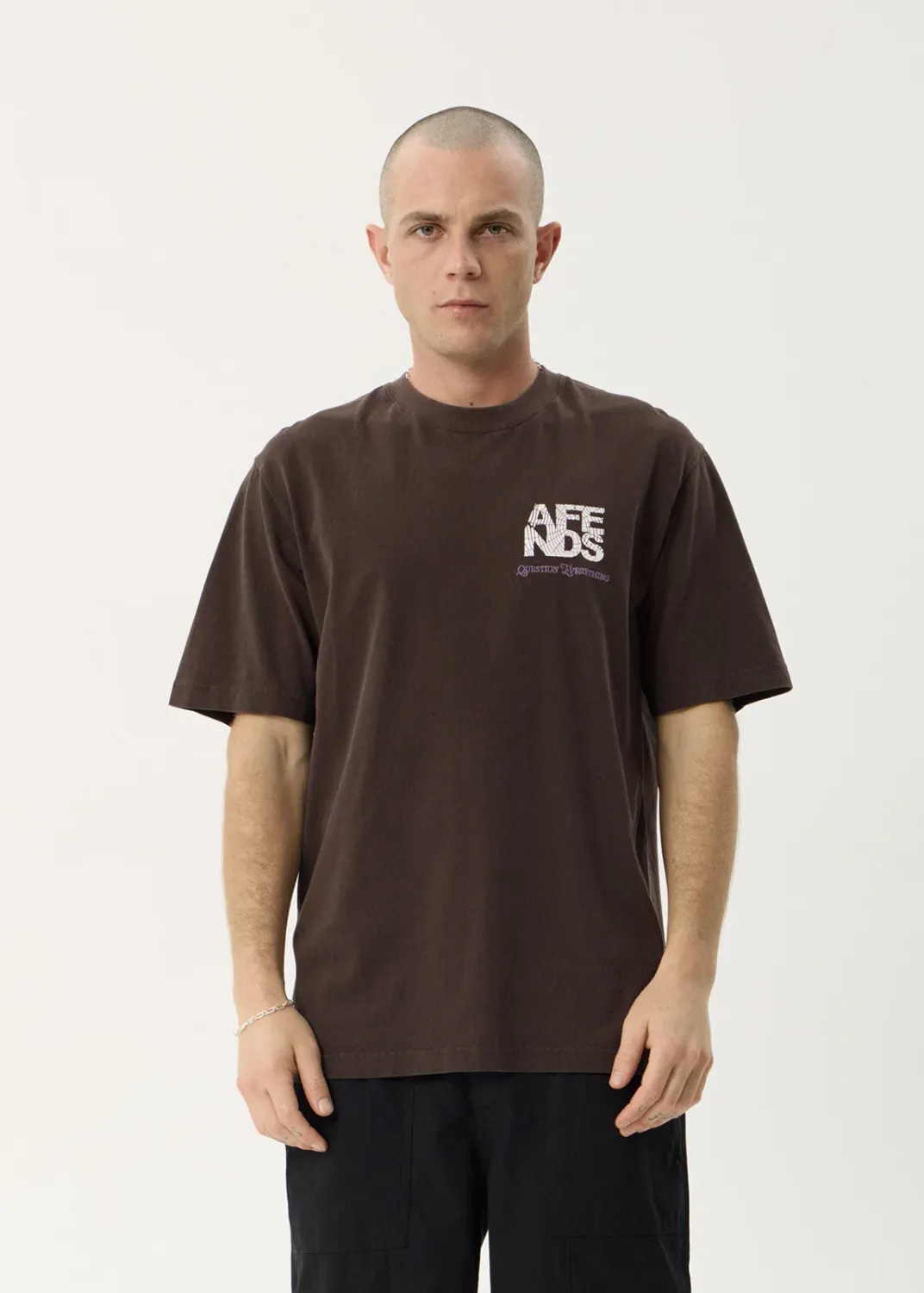 AFENDS MENS FUNNEL - RETRO TEE - WASHED COFFEE