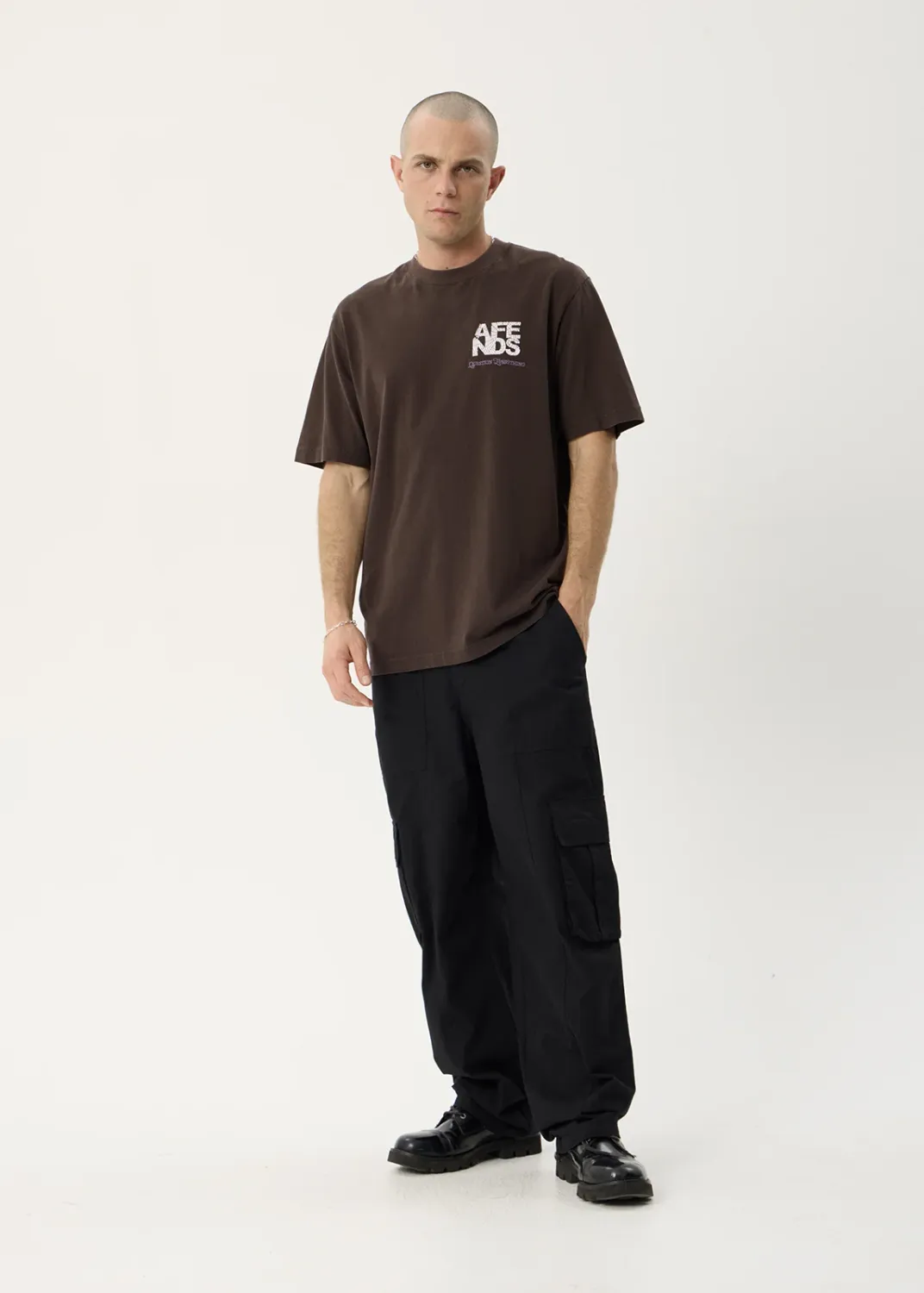 AFENDS MENS FUNNEL - RETRO TEE - WASHED COFFEE