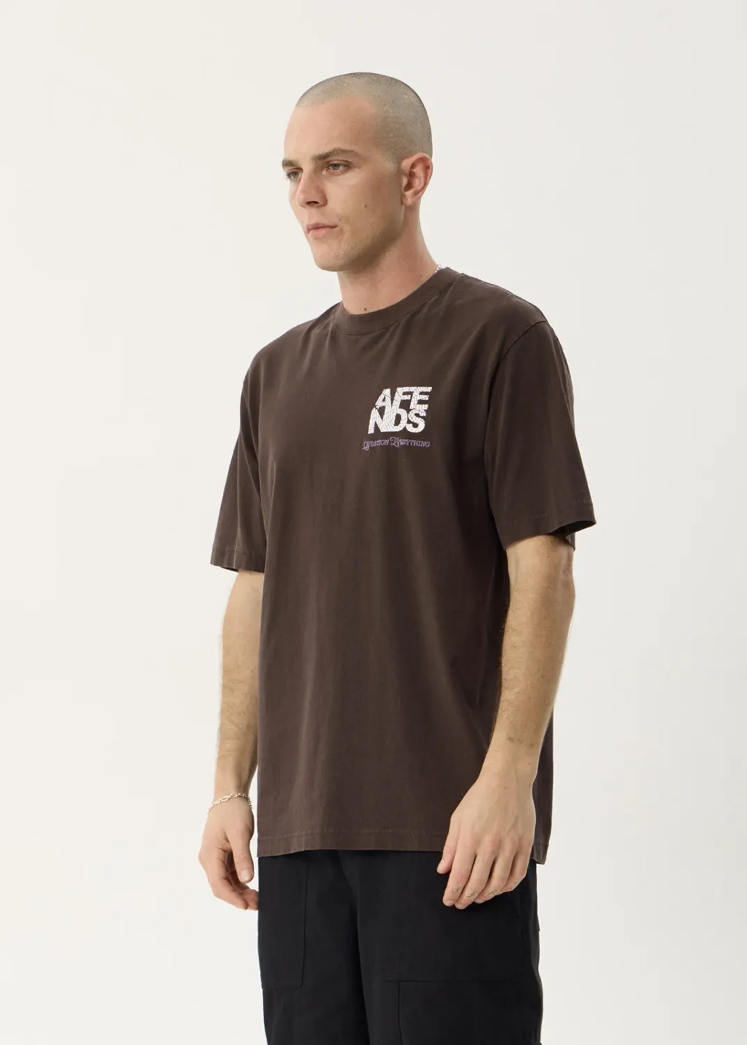 AFENDS MENS FUNNEL - RETRO TEE - WASHED COFFEE
