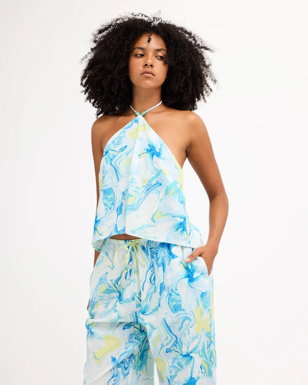 BILLABONG WOMENS ISLAND CALLING HALTER TOP - COOL BLUE