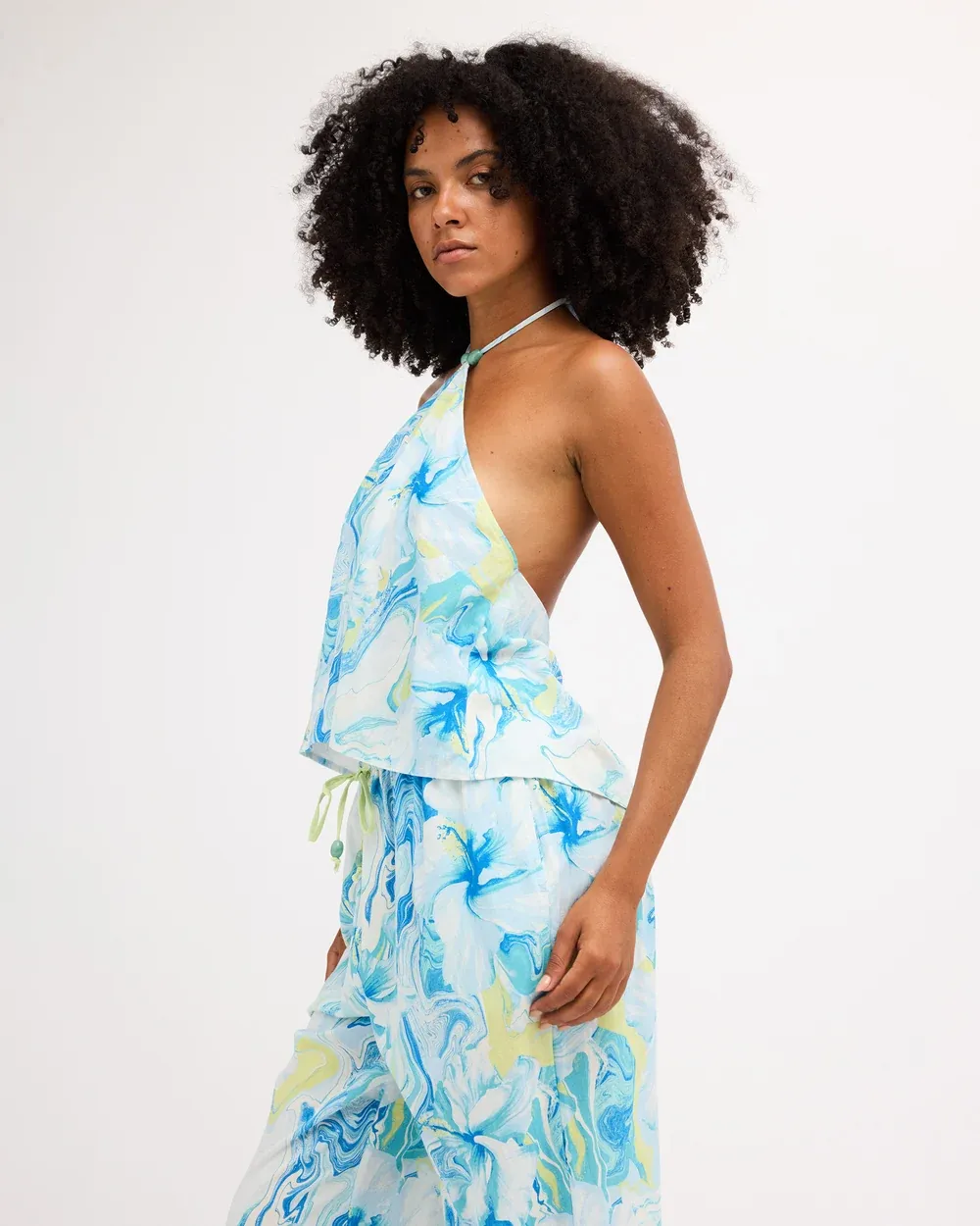 BILLABONG WOMENS ISLAND CALLING HALTER TOP - COOL BLUE
