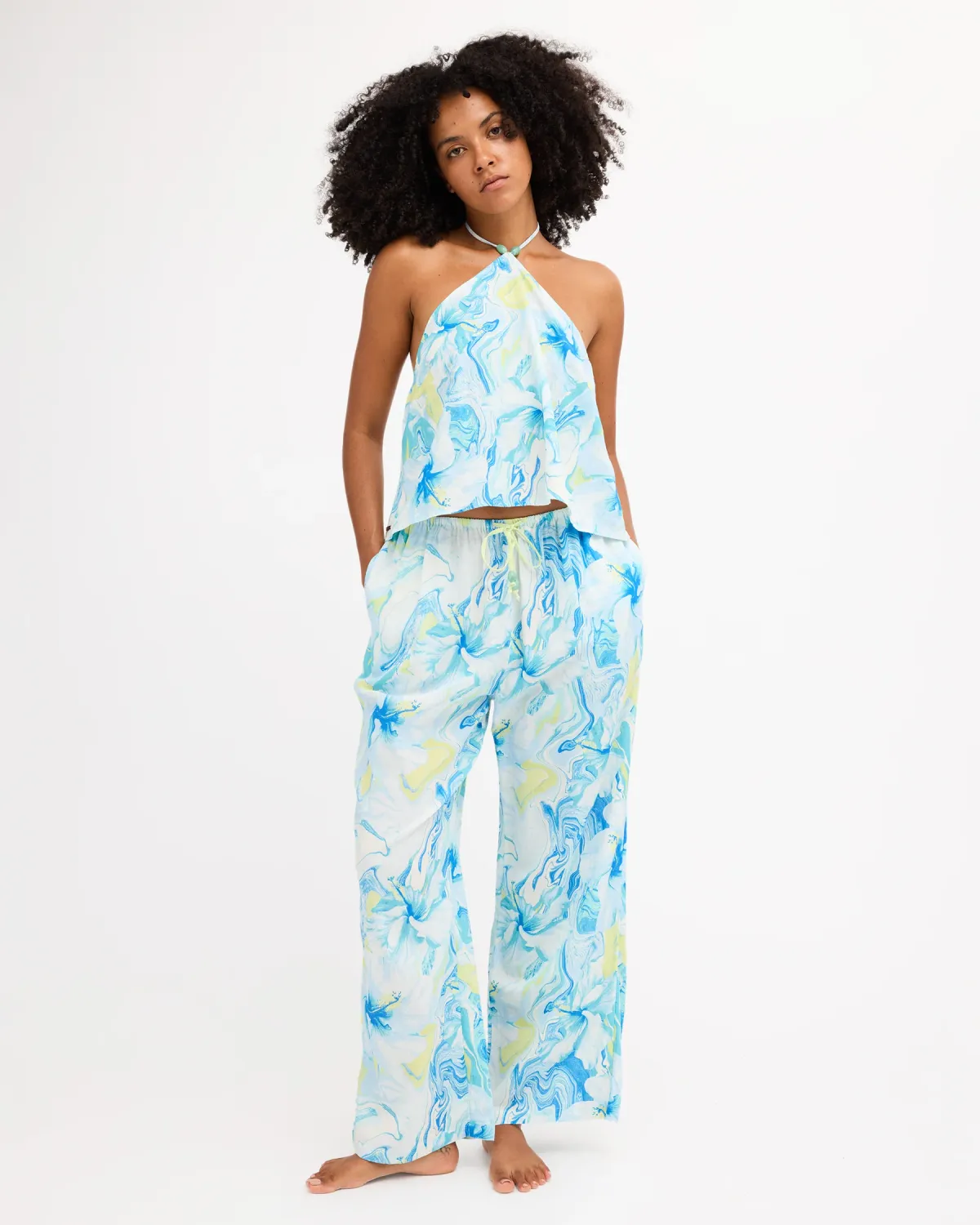 BILLABONG WOMENS ISLAND CALLING HALTER TOP - COOL BLUE