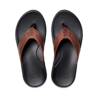 REEF MENS CUSHION PHANTOM LEATHER 2.0 THONG - BROWN/BLACK
