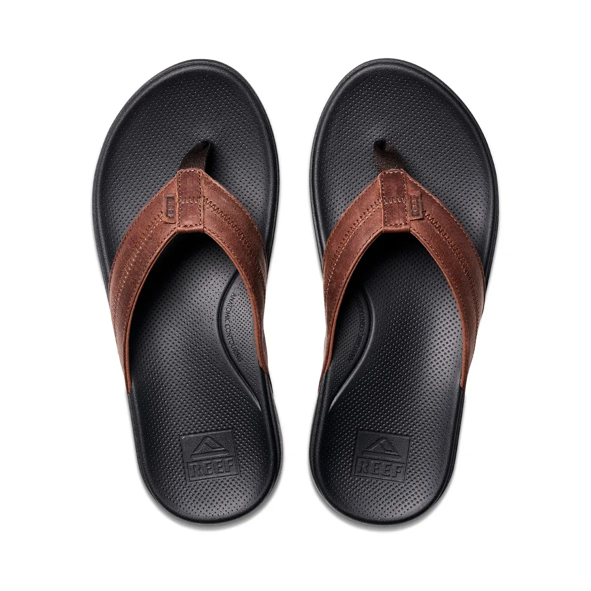 REEF MENS CUSHION PHANTOM LEATHER 2.0 THONG - BROWN/BLACK