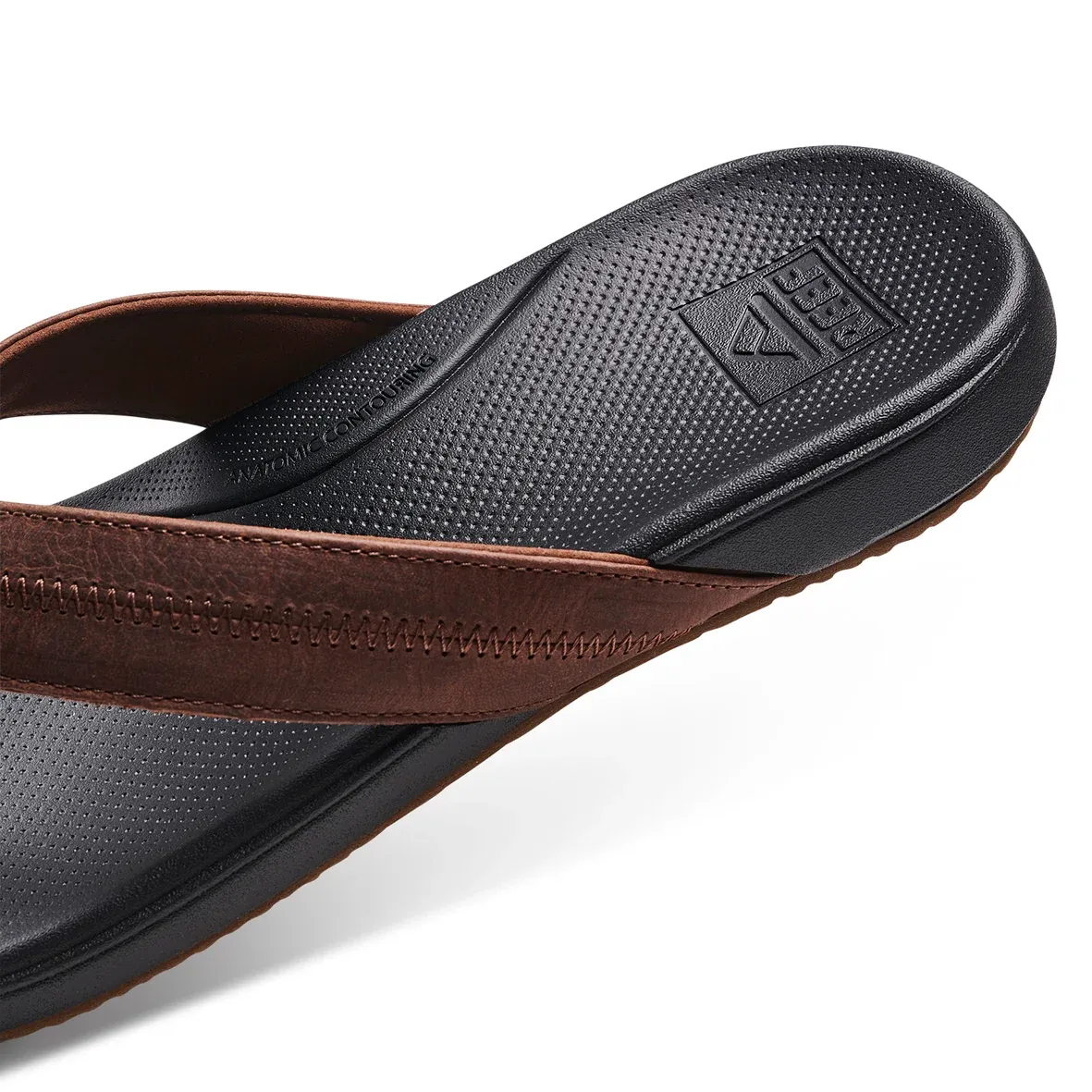 REEF MENS CUSHION PHANTOM LEATHER 2.0 THONG - BROWN/BLACK