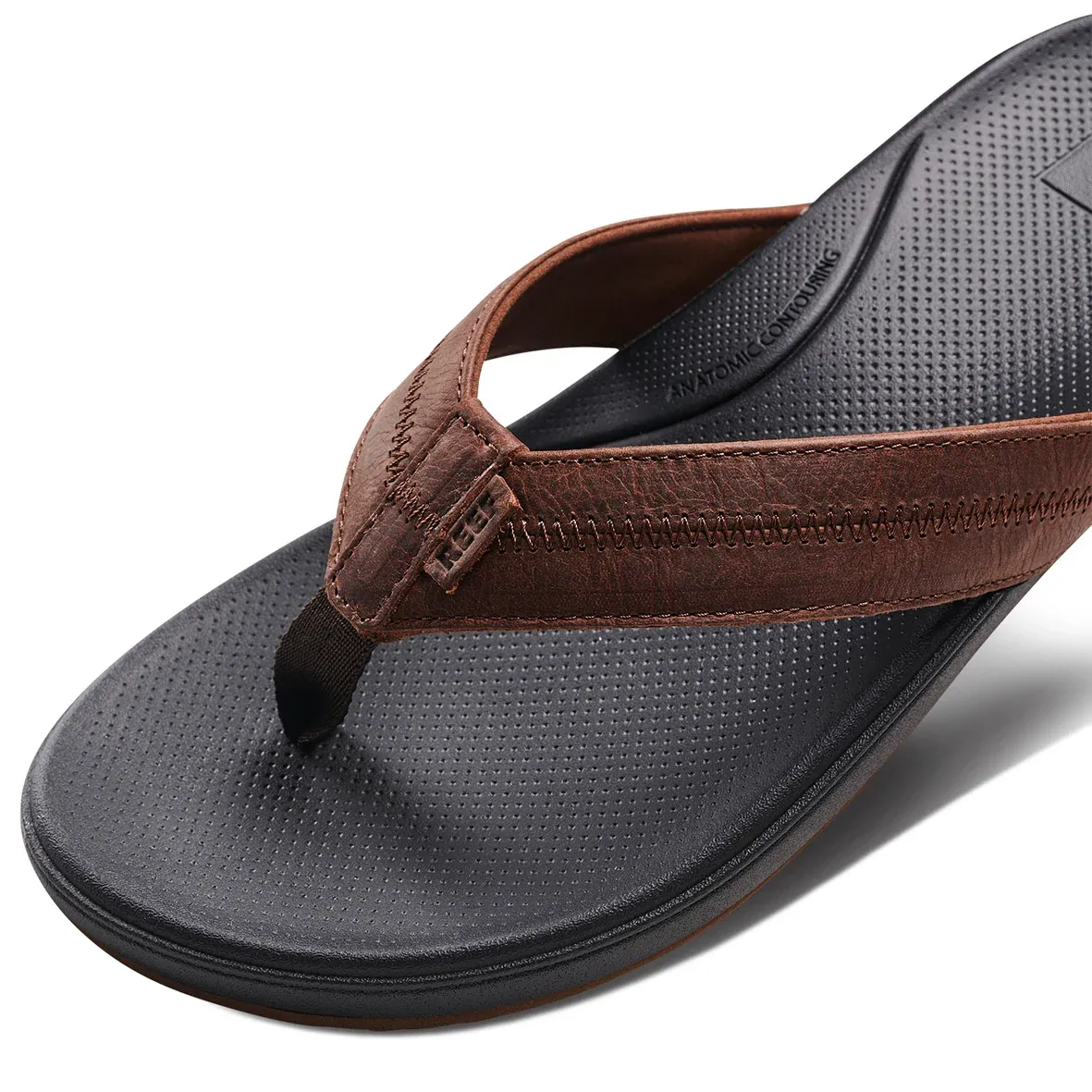 REEF MENS CUSHION PHANTOM LEATHER 2.0 THONG - BROWN/BLACK