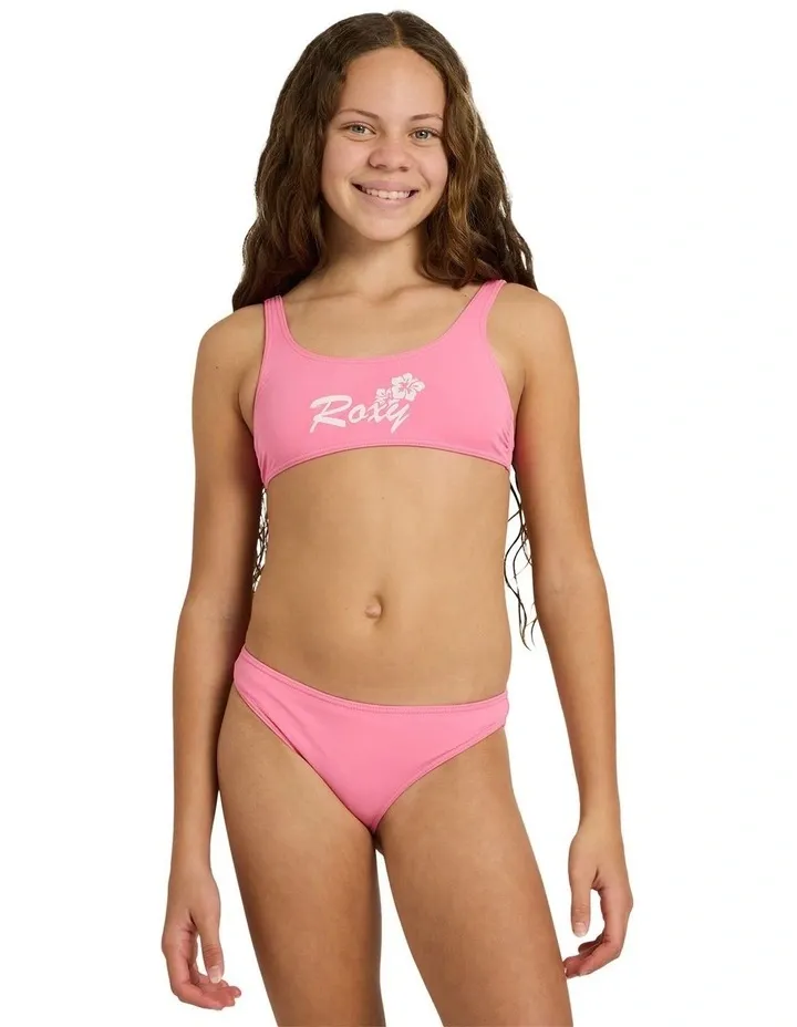 ROXY TEEN GIRLS SUMMER WAVE BIKINI SET - PINK CARNATION