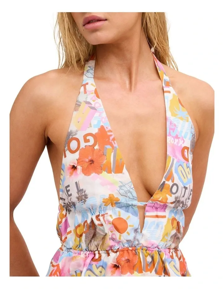 ROXY WOMENS BOLD HEART HALTER TOP - MULTI