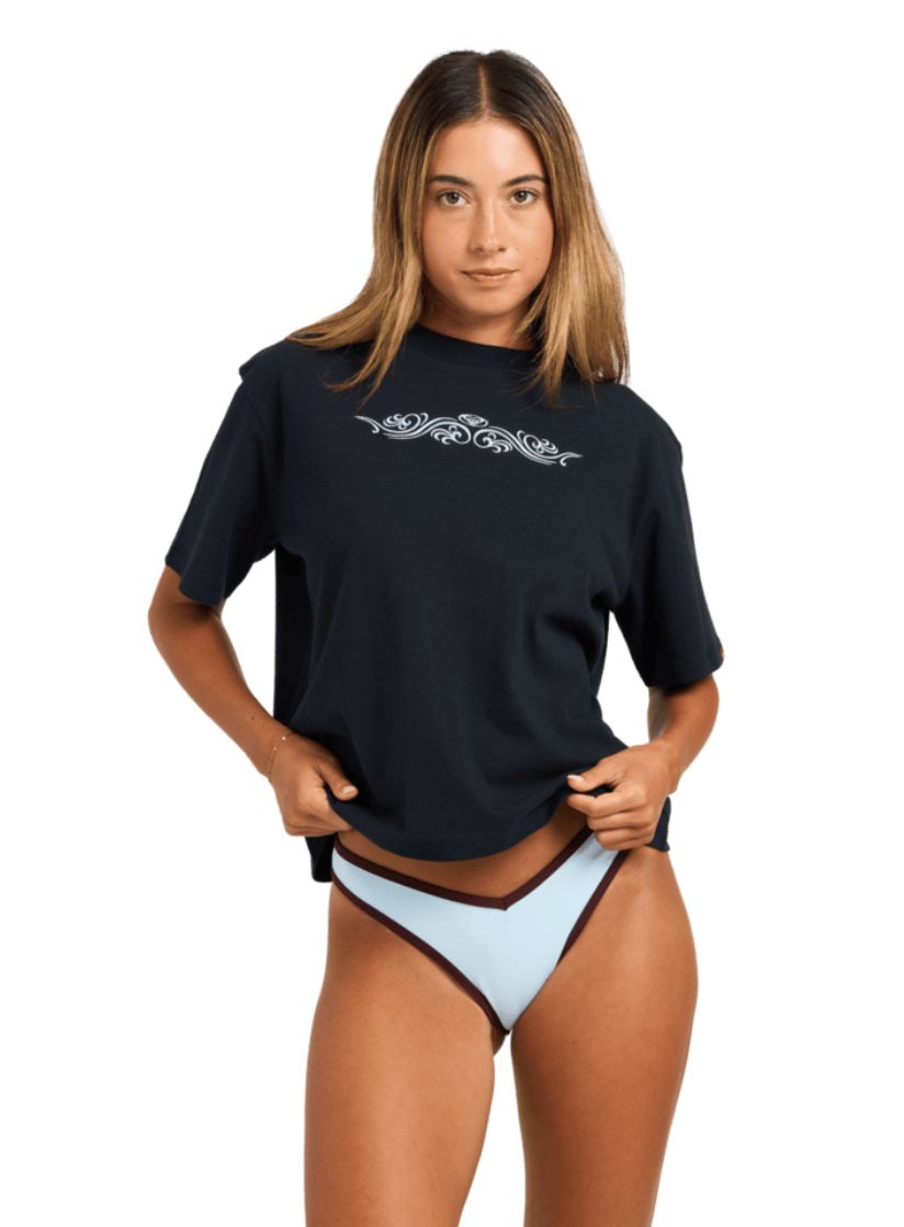 ROXY WOMENS NO DOUBT BOX TEE - BLACK