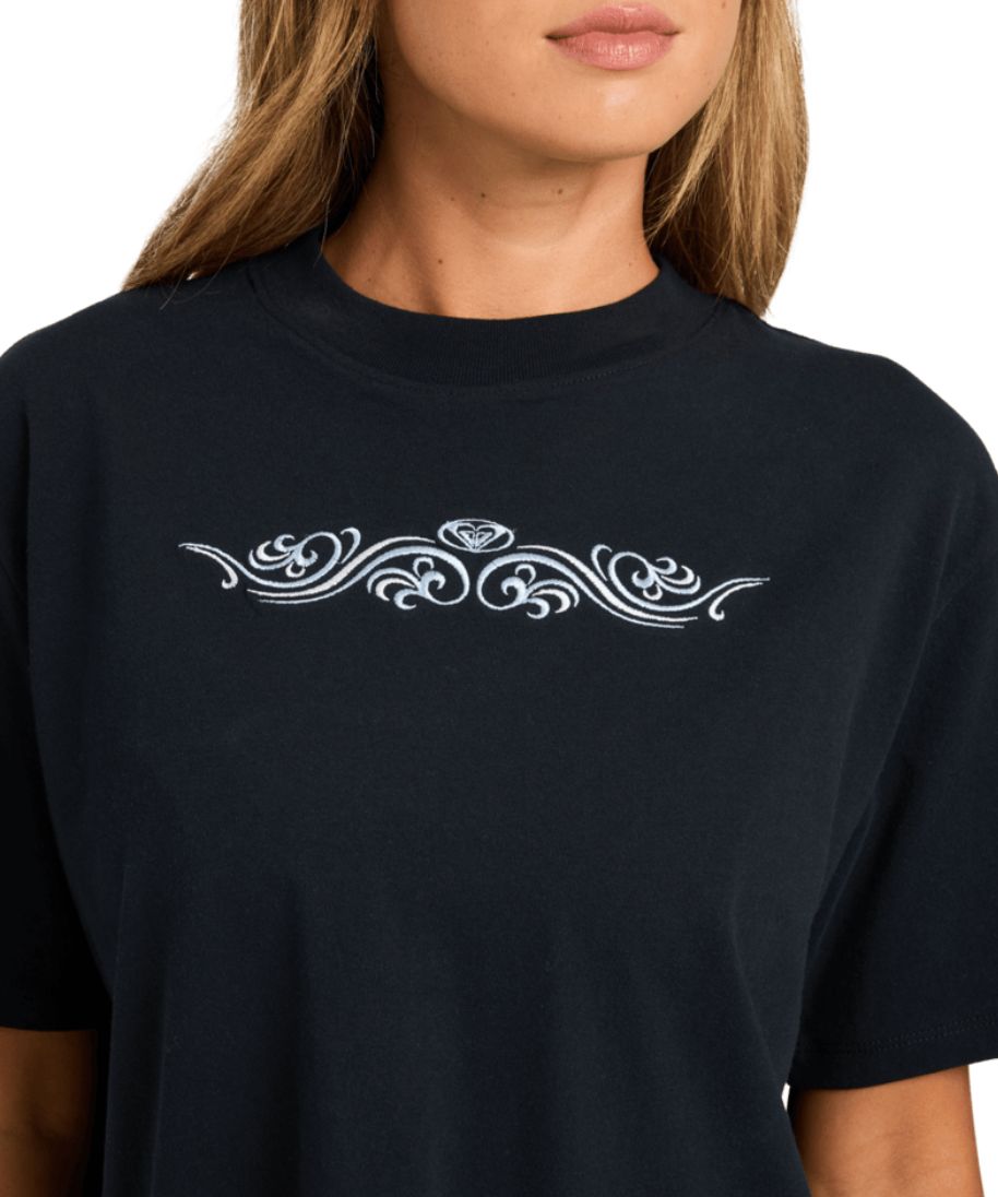 ROXY WOMENS NO DOUBT BOX TEE - BLACK