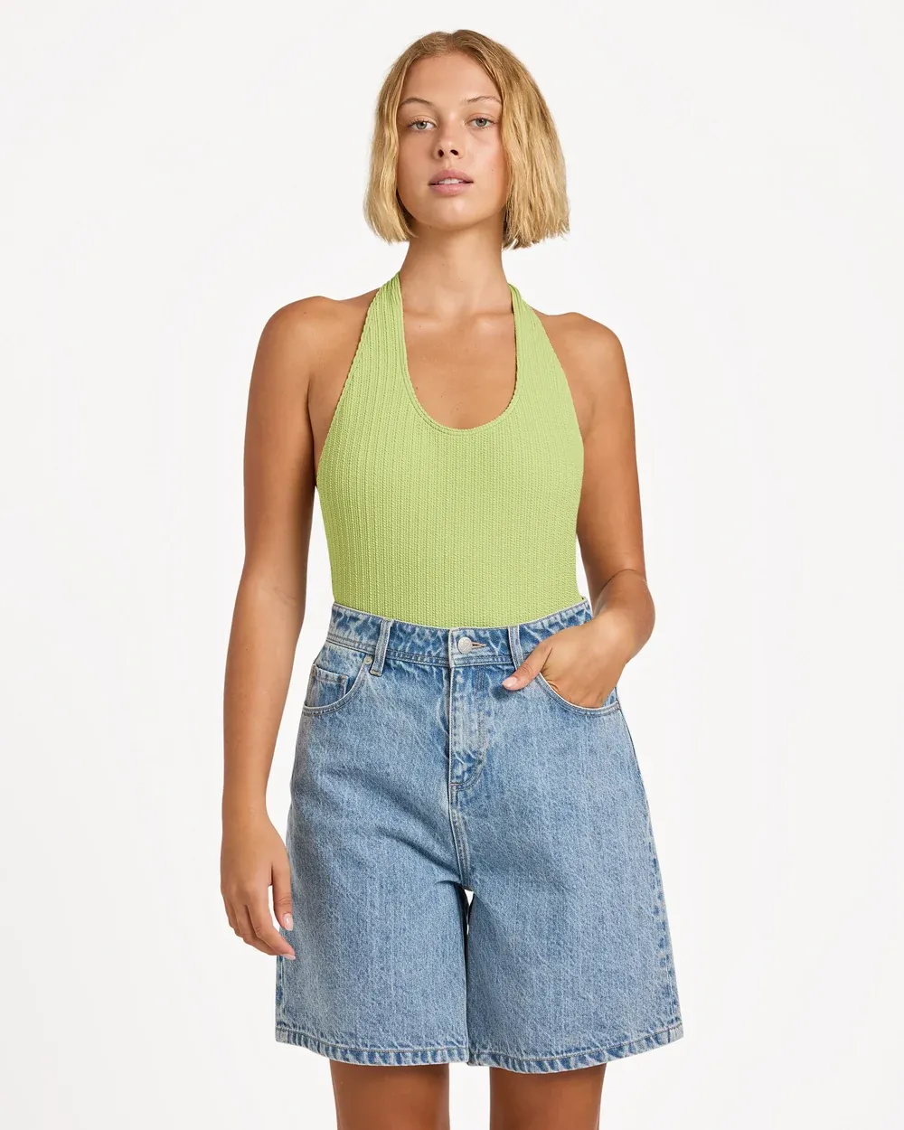 ROXY WOMENS BREEZE BAY DENIM SHORT - BLUE FADE