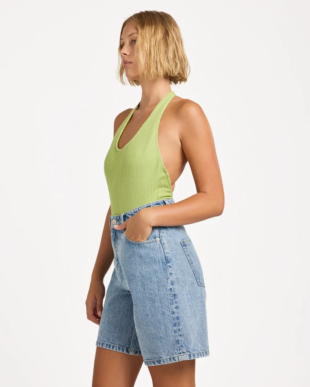 ROXY WOMENS BREEZE BAY DENIM SHORT - BLUE FADE