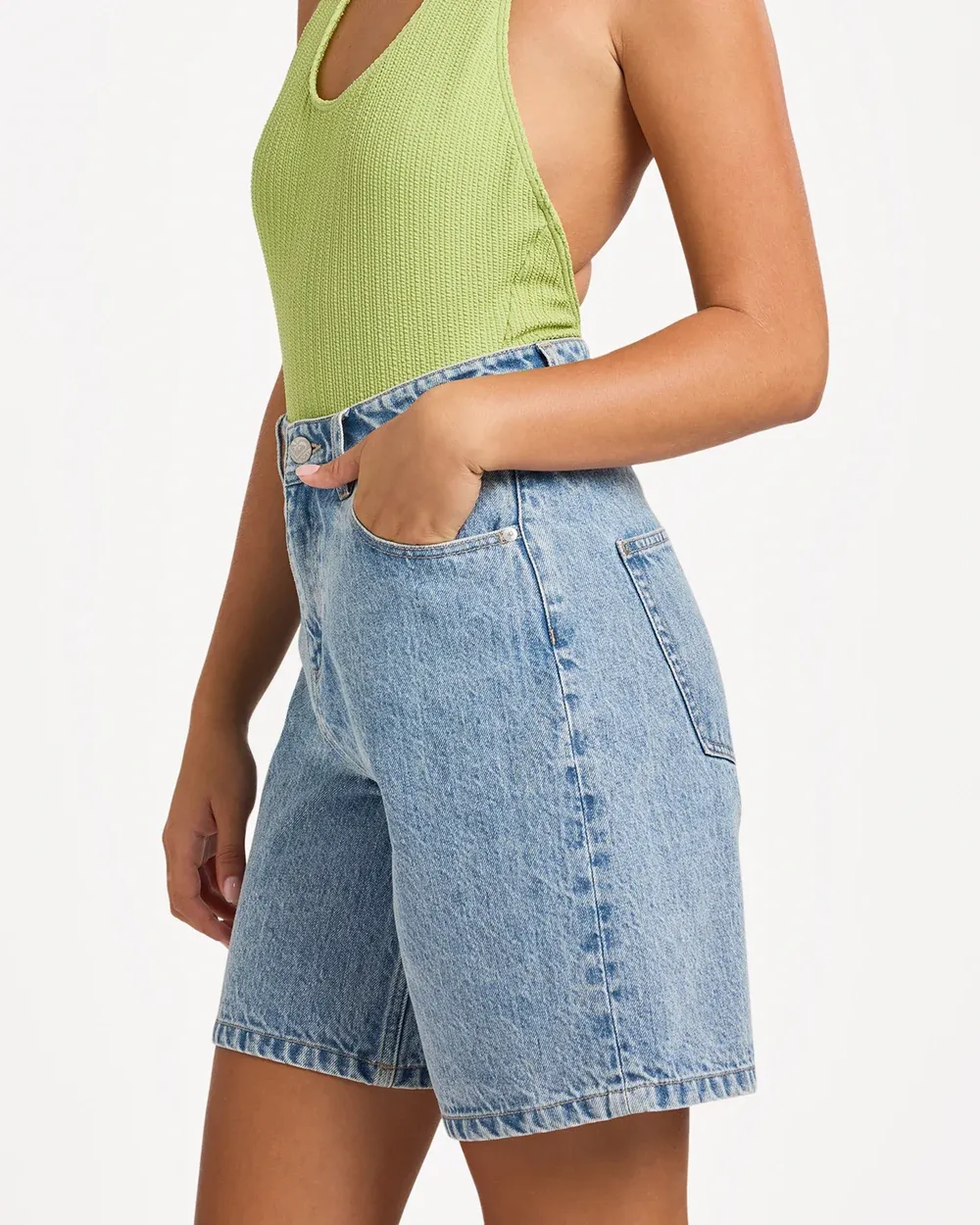ROXY WOMENS BREEZE BAY DENIM SHORT - BLUE FADE