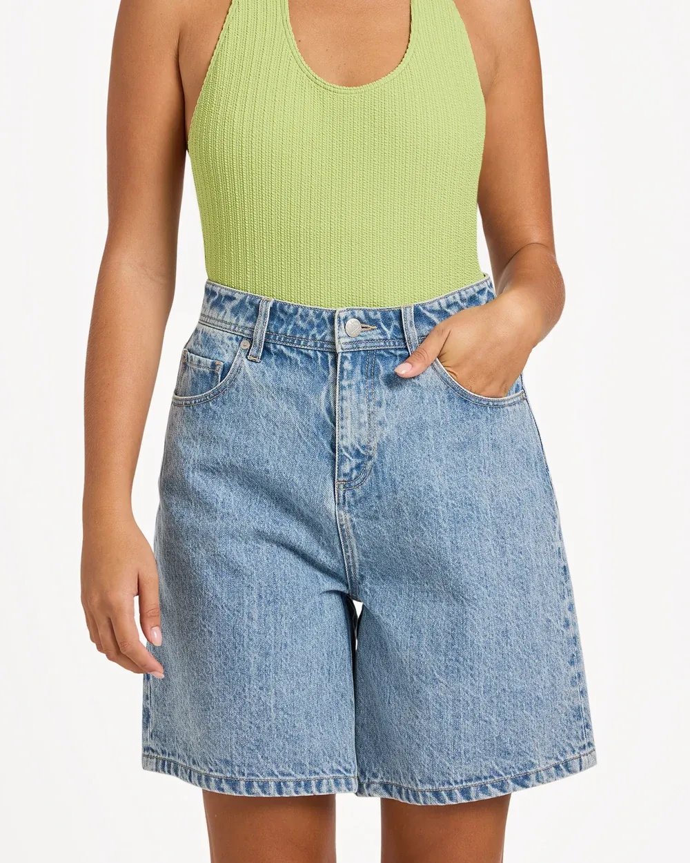 ROXY WOMENS BREEZE BAY DENIM SHORT - BLUE FADE