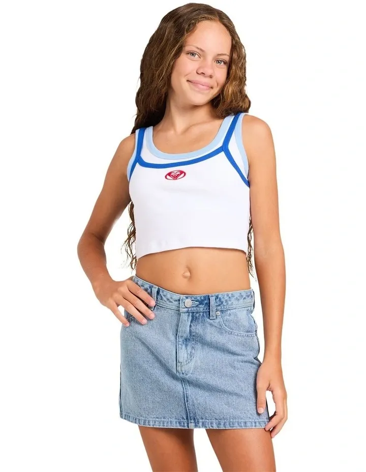 ROXY TEEN GIRLS SUMMER BAY RIB TANK - BRIGHT WHITE