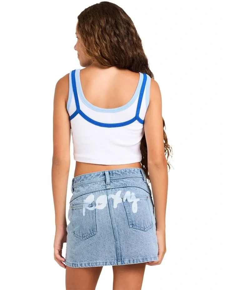ROXY TEEN GIRLS SUMMER BAY RIB TANK - BRIGHT WHITE