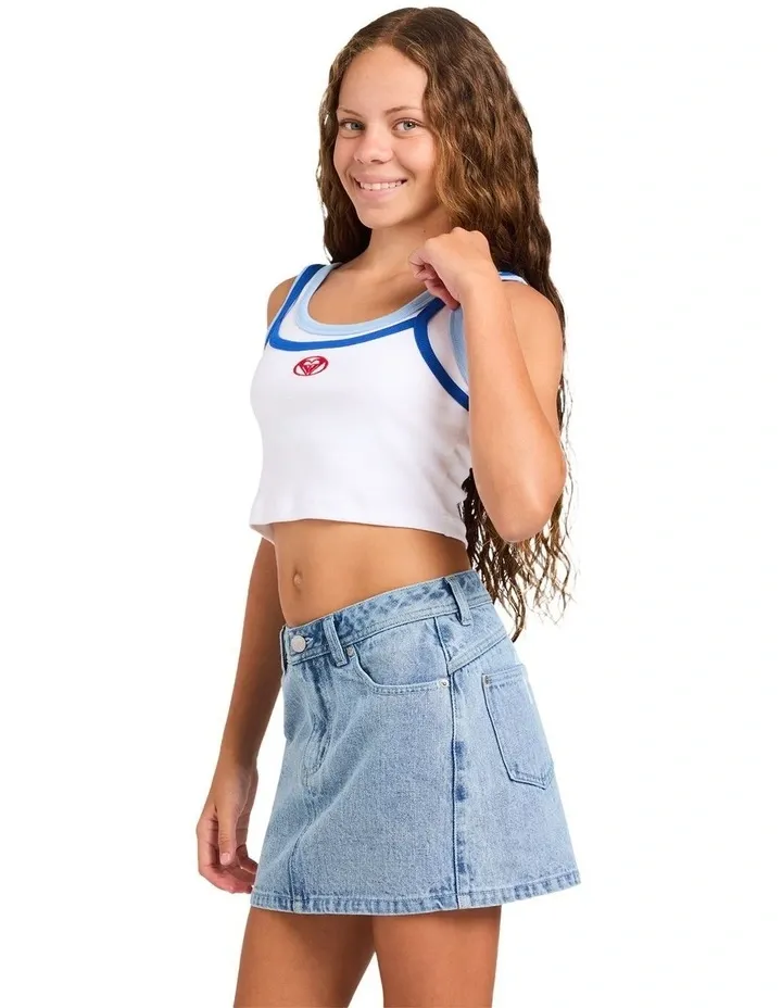 ROXY TEEN GIRLS SUMMER BAY RIB TANK - BRIGHT WHITE
