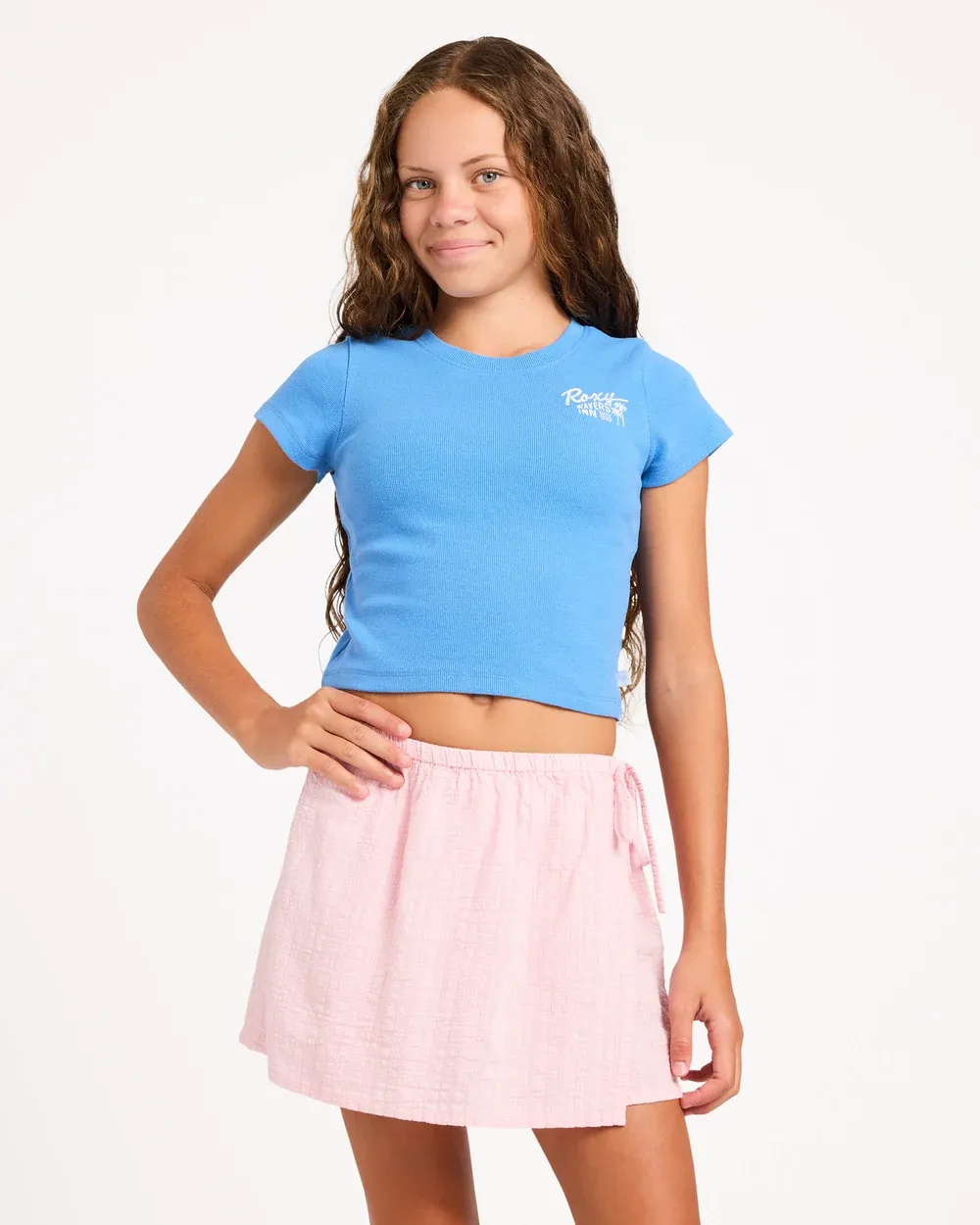 ROXY TEEN GIRLS ALOHA BLUSH SKORT - POWDER PINK