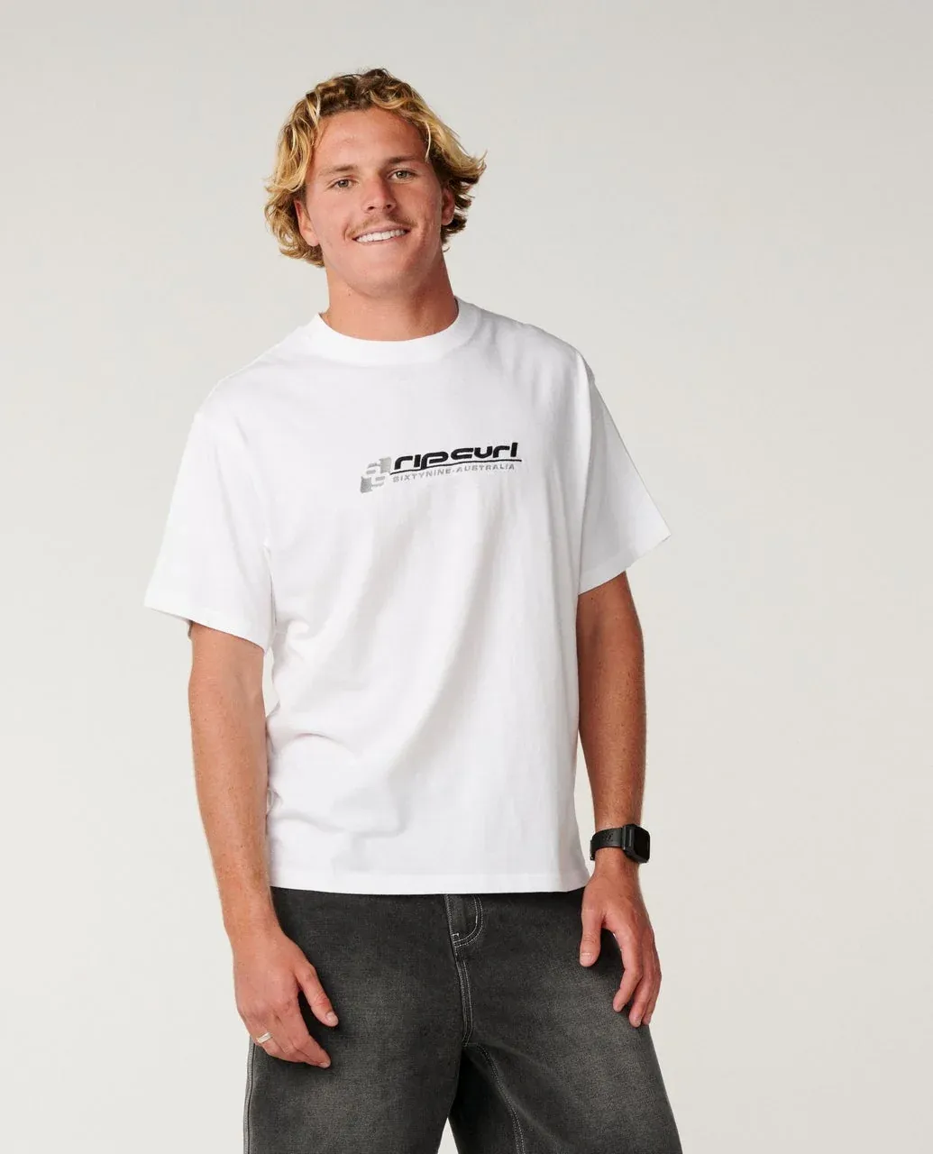 RIP CURL MENS ARCHIVE 69 EMBROID TEE - WHITE