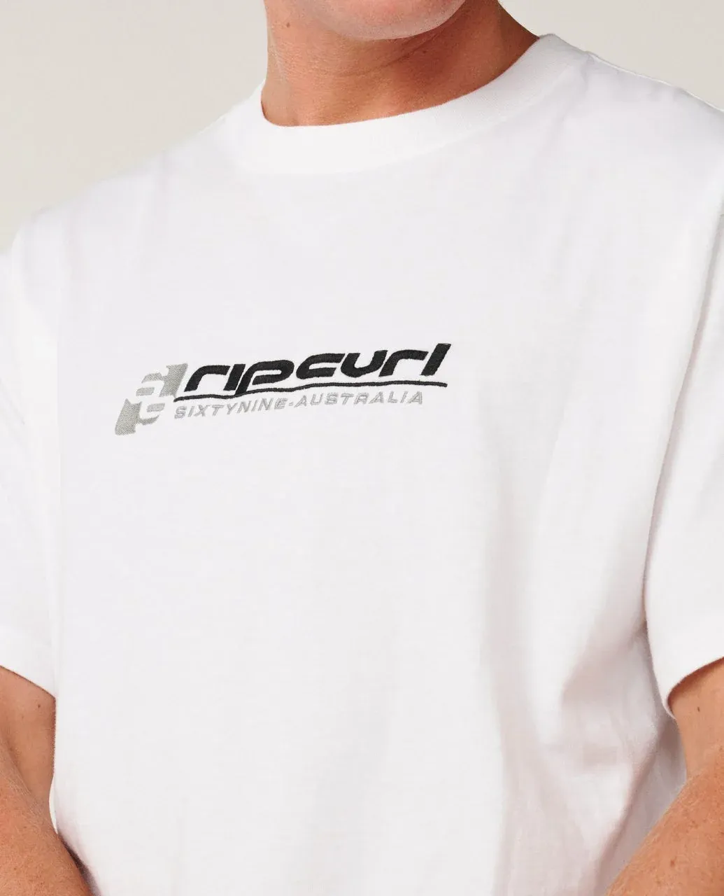RIP CURL MENS ARCHIVE 69 EMBROID TEE - WHITE
