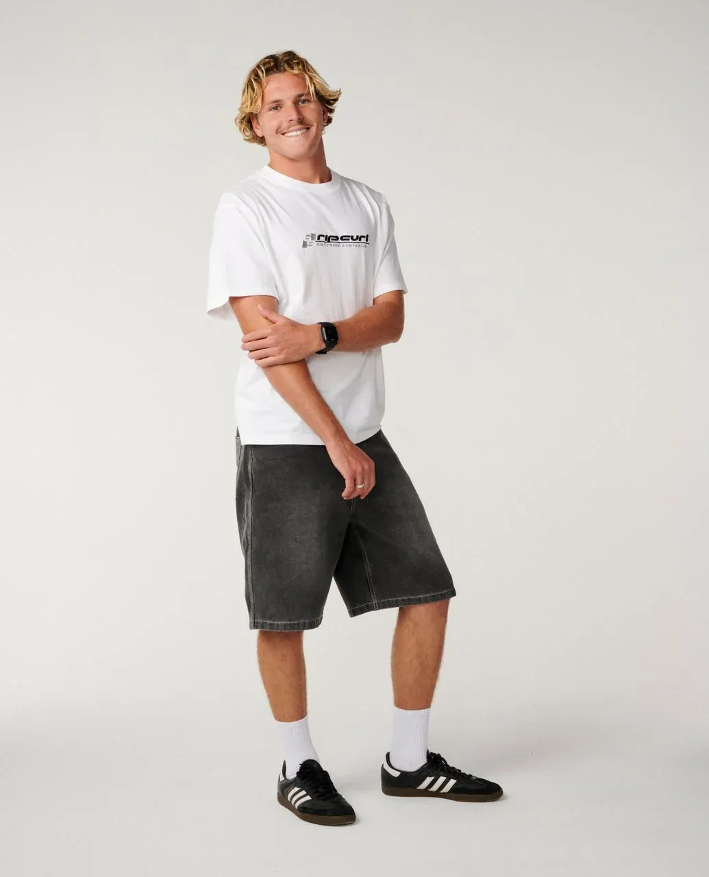 RIP CURL MENS ARCHIVE 69 EMBROID TEE - WHITE