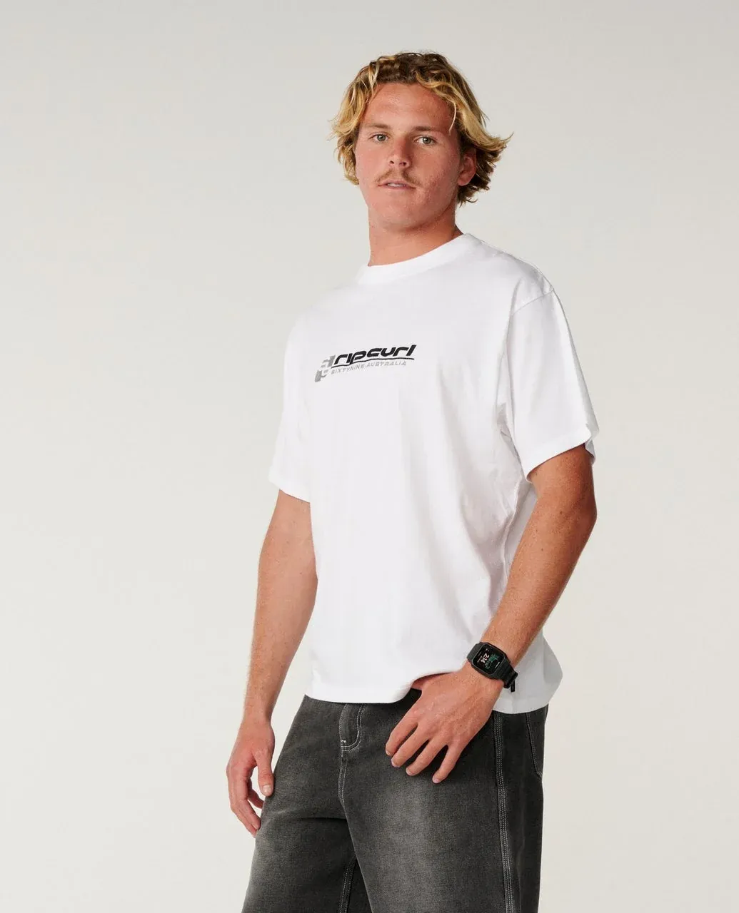 RIP CURL MENS ARCHIVE 69 EMBROID TEE - WHITE