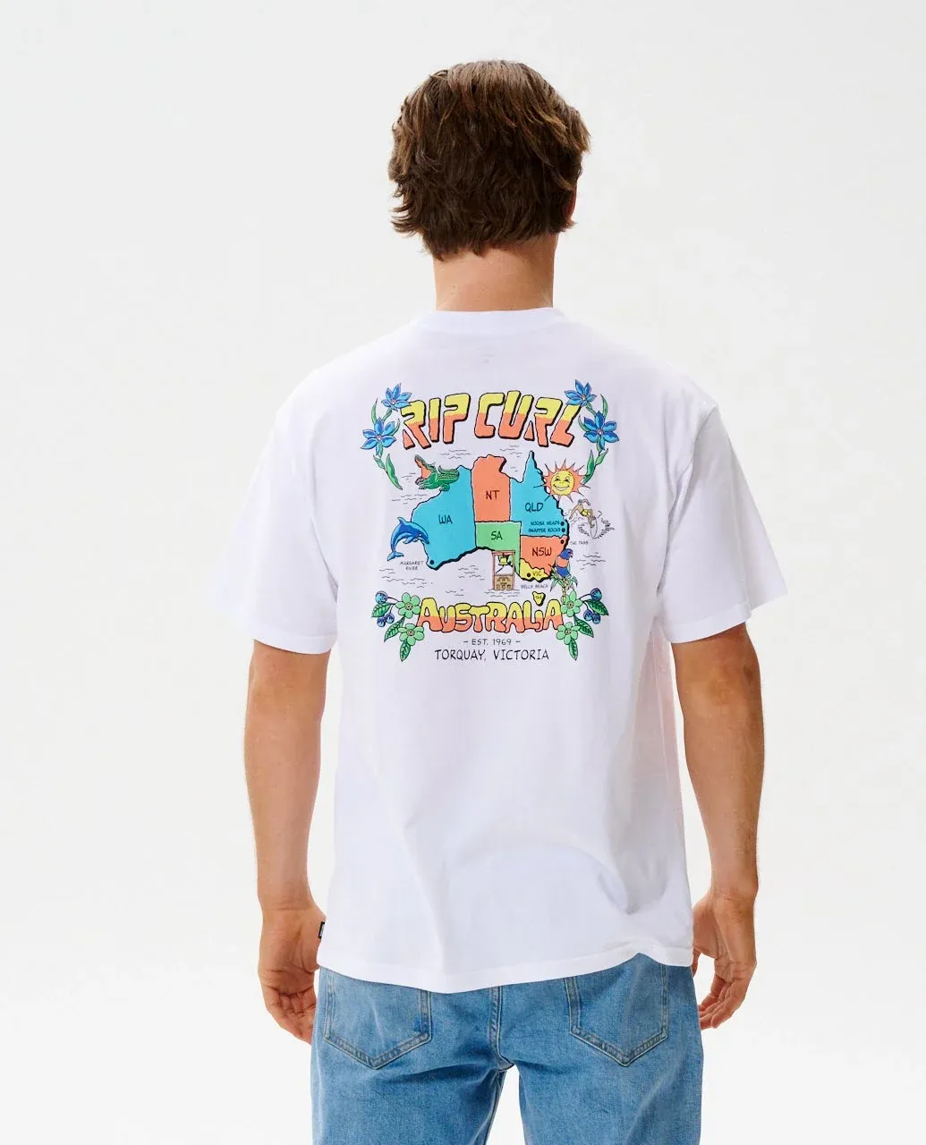 RIP CURL MENS AUS MAP DESTO TEE - WHITE