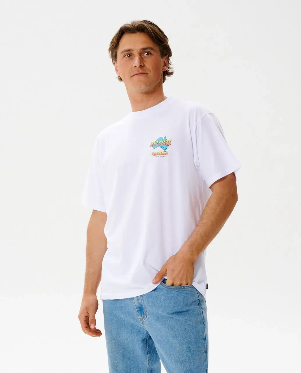 RIP CURL MENS AUS MAP DESTO TEE - WHITE